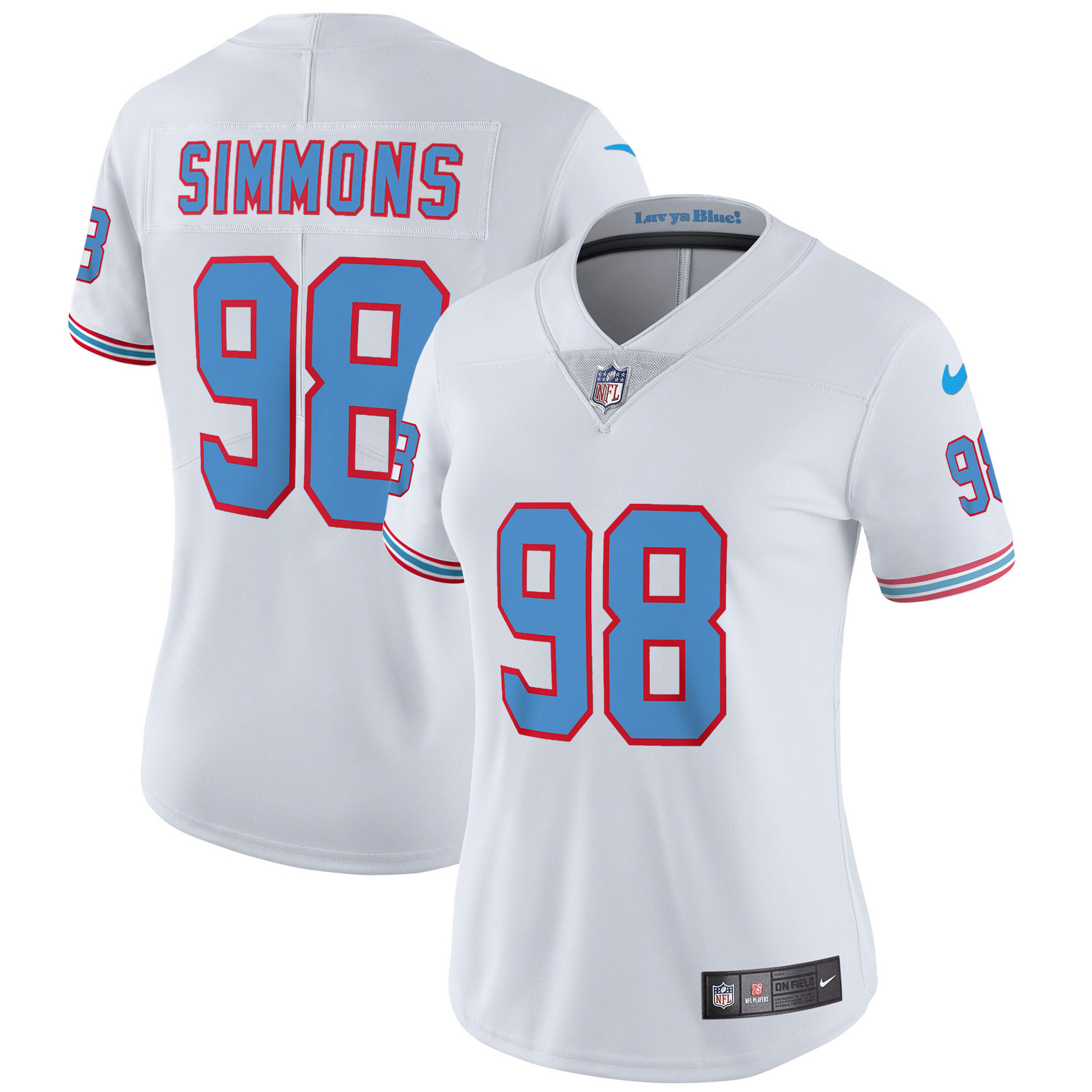 Jeffery Simmons Women's Tennessee Titans Throwback Limited Vapor White Jersey - All Stitched 