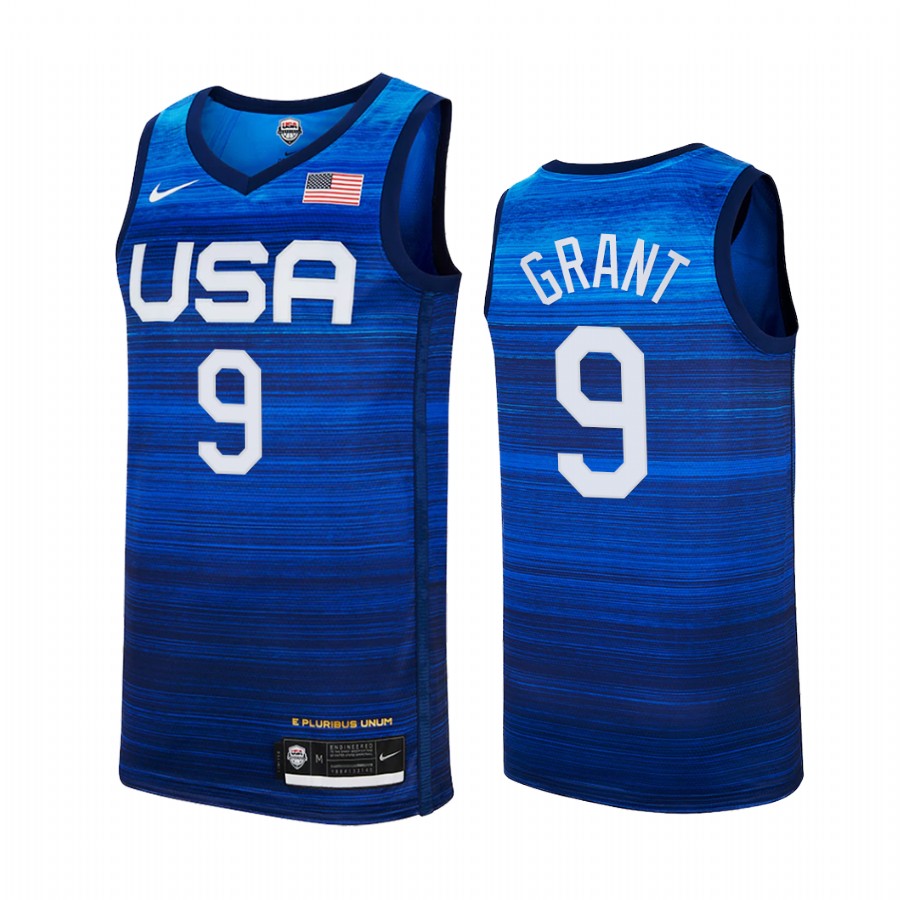 Jerami Grant USA #9 Blue 2021 Tokyo Olympics Away Jersey
