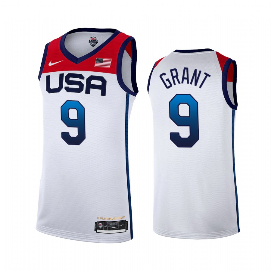 Jerami Grant USA #9 White 2021 Tokyo Olympics Home Jersey