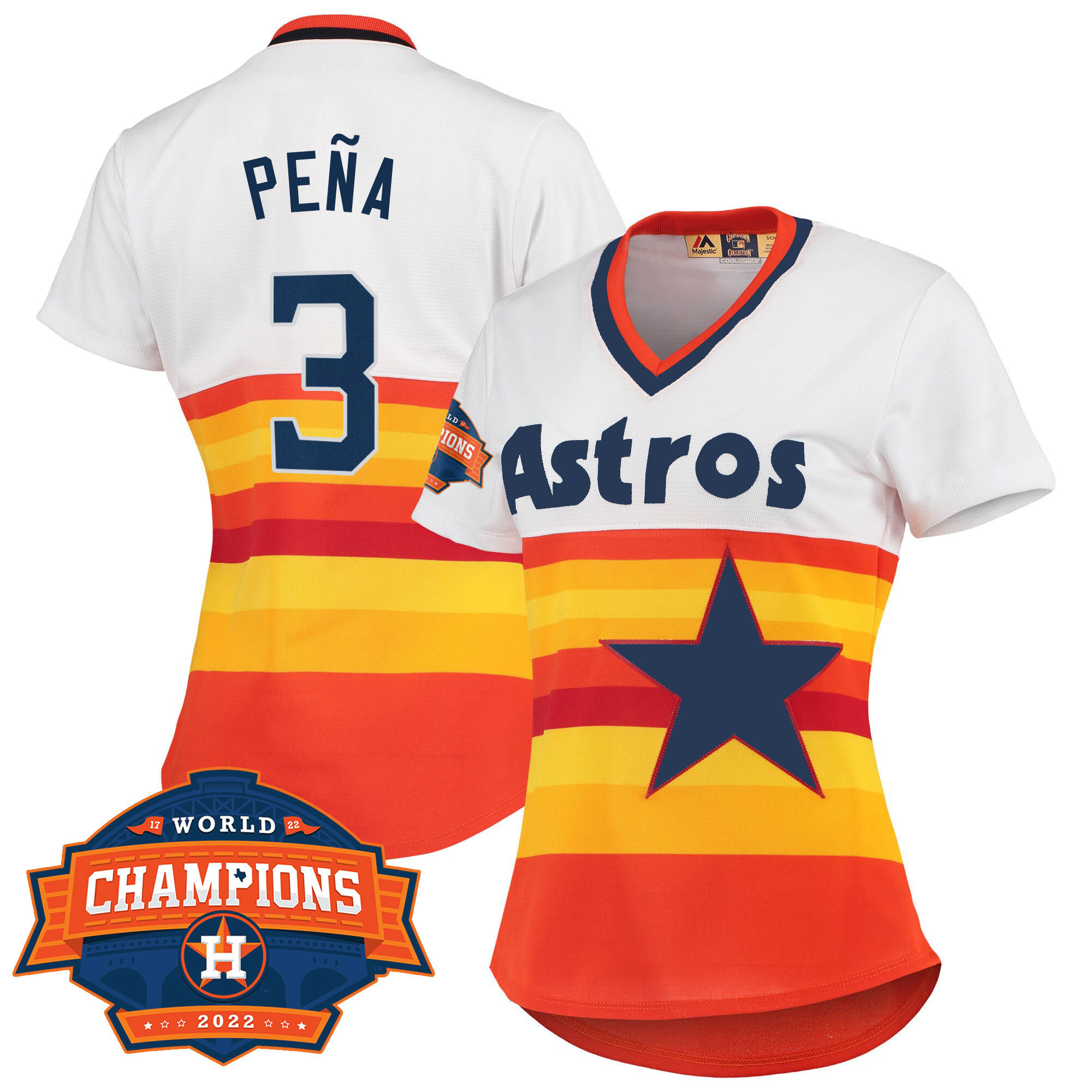 Jeremy Peña Houston Astros 2022 Champions Limited White Home Cooperstown Collection Player Jersey - All Stitched