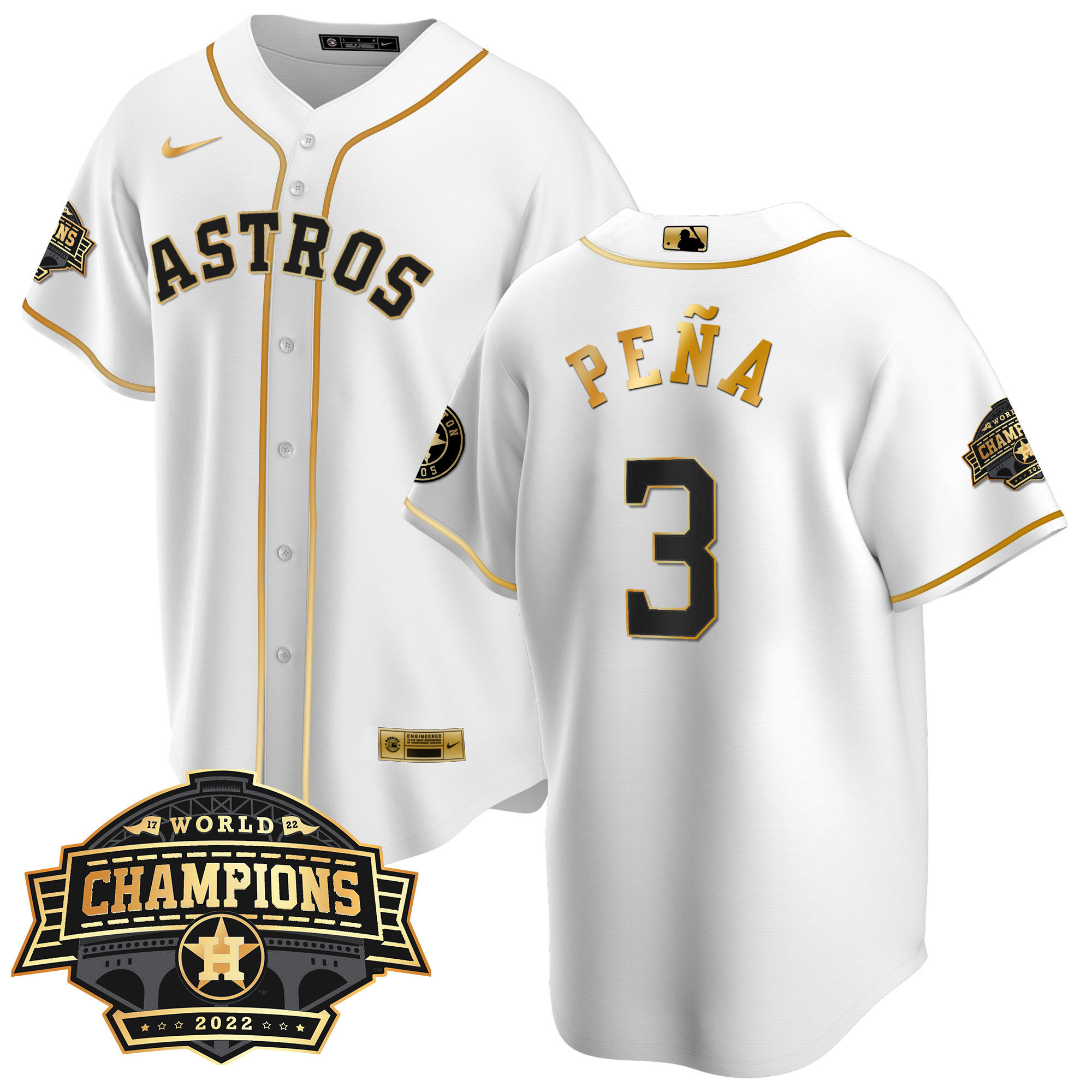 Jeremy Peña Men's Houston Astros 2022 Champions Limited Cool White Jersey - All Stitched
