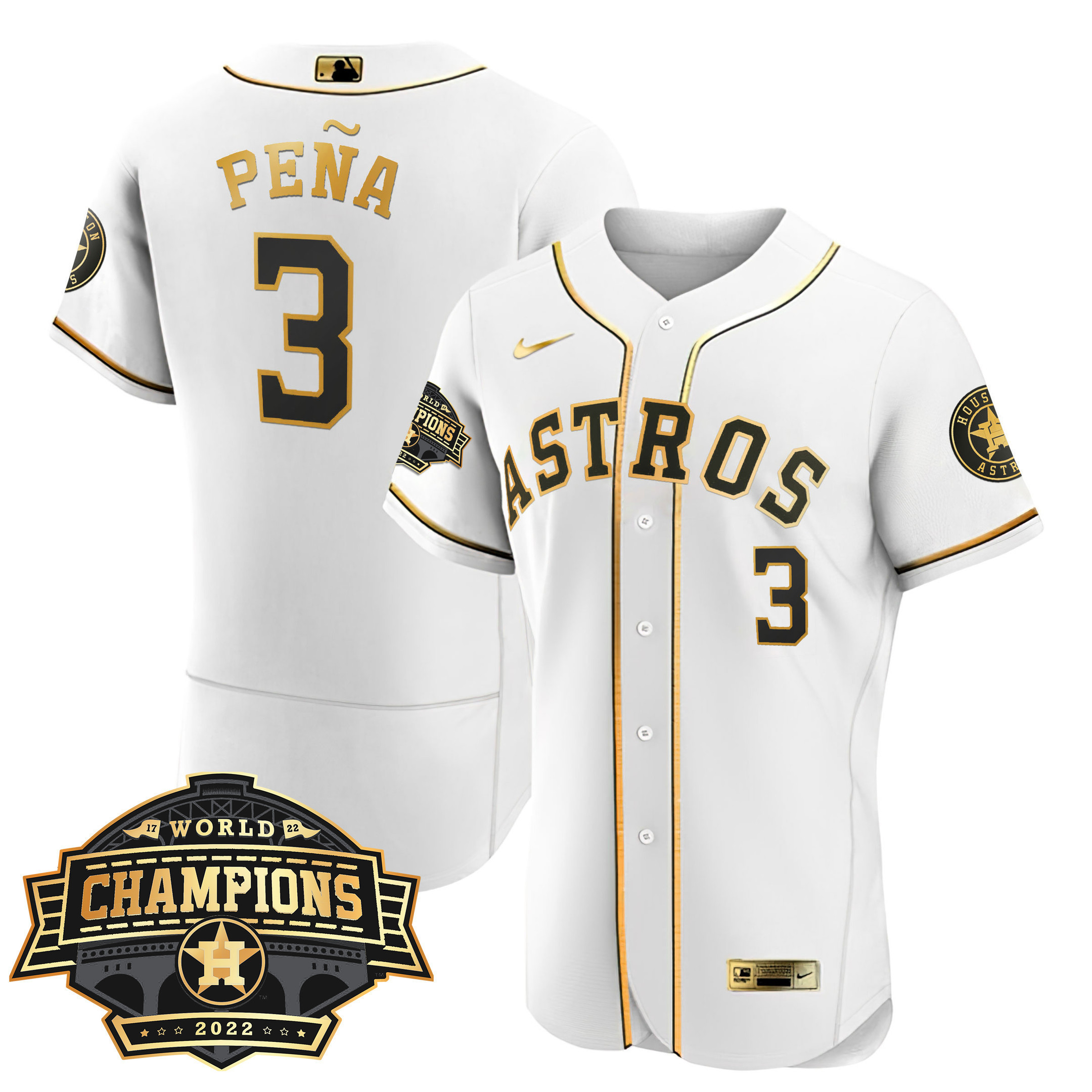 Jeremy Peña Men's Houston Astros 2022 Champions Limited Flex White Jersey - All Stitched