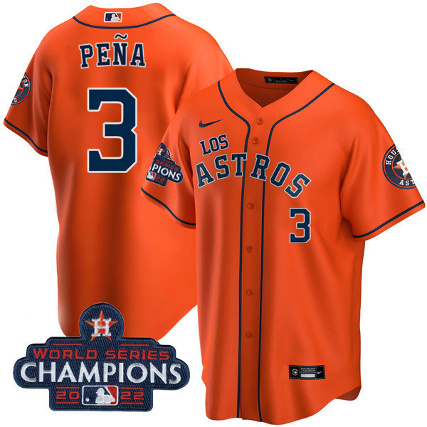 Jeremy Peña Men's Houston Astros 2022 World Series Champions Player Cool Orange Jersey - All Stitched