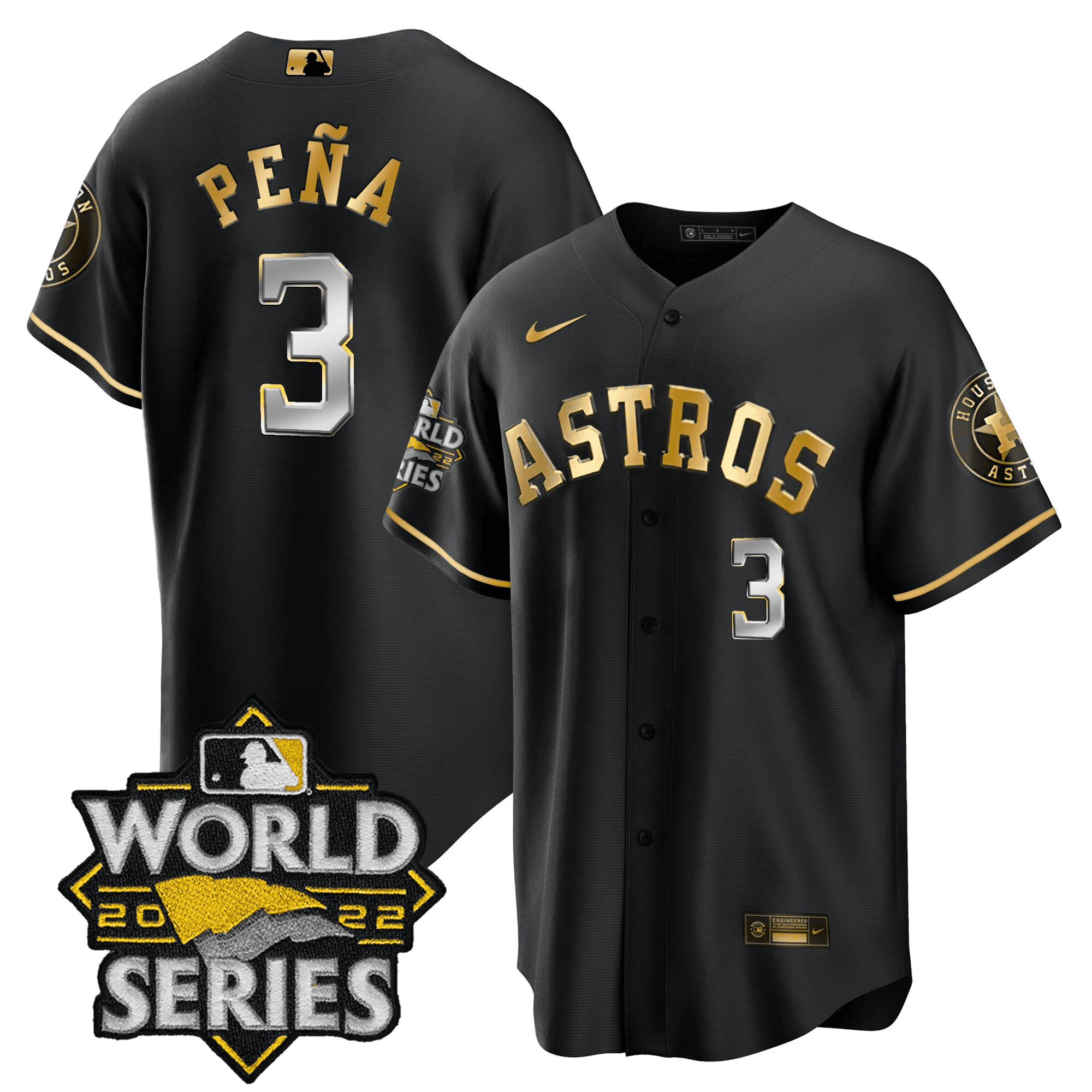 Jeremy Peña Men's Houston Astros 2022 World Series Player Cool Black Jersey - All Stitched