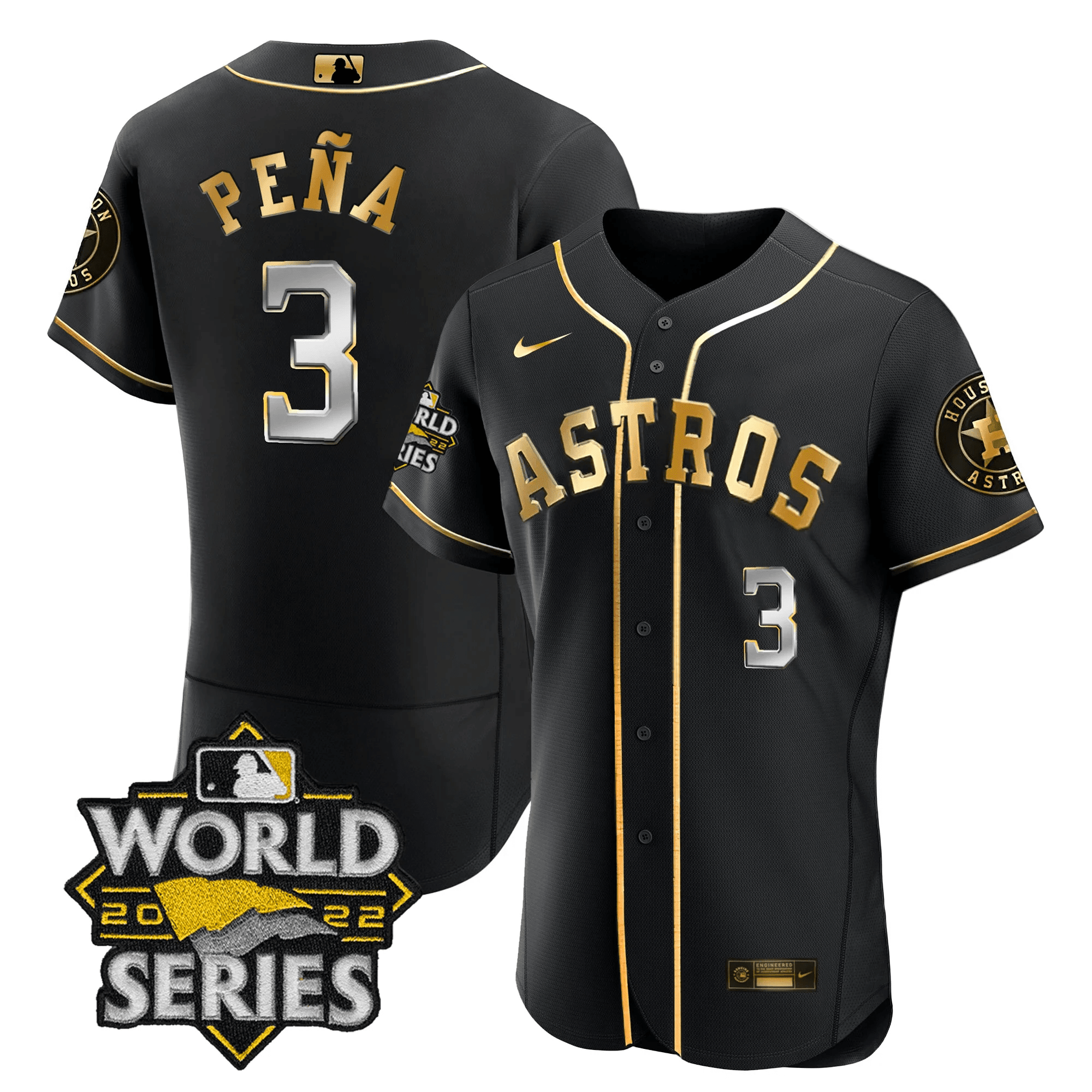 Jeremy Peña Men's Houston Astros 2022 World Series Player Flex Black Jersey - All Stitched