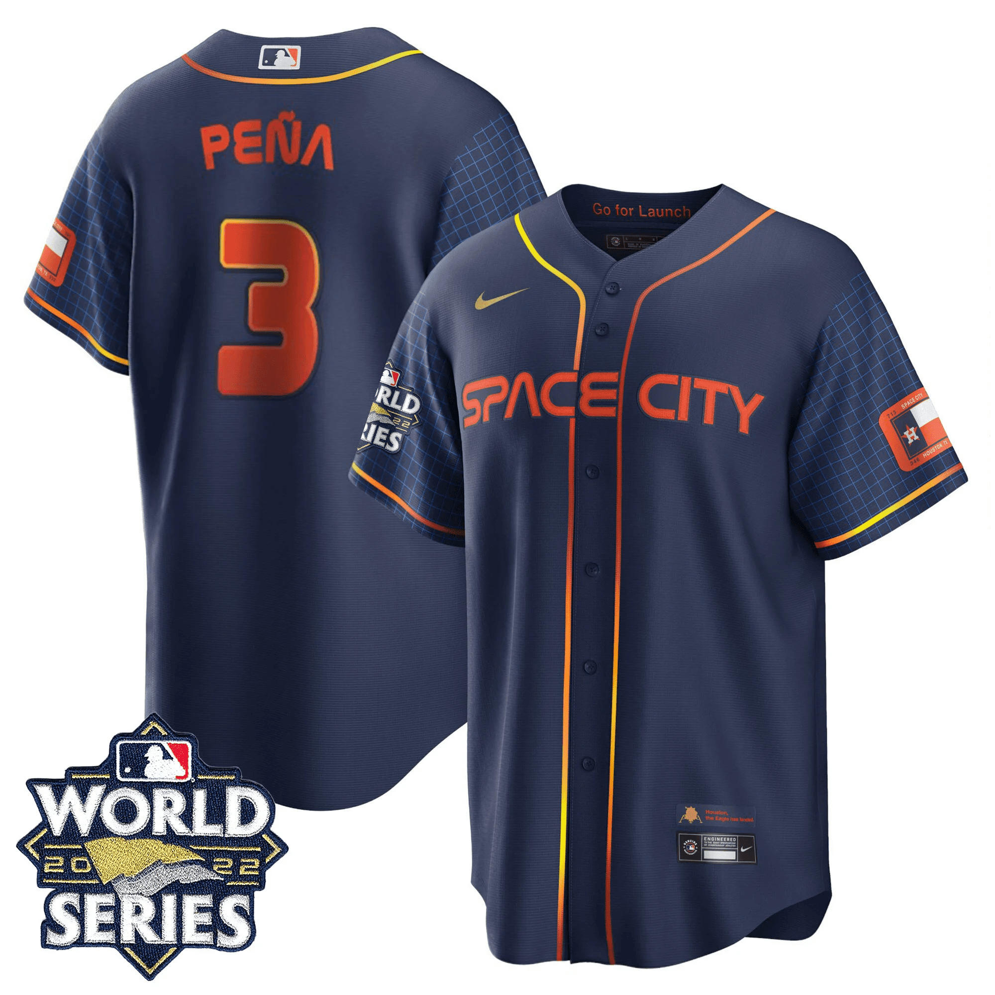 Jeremy Peña Men's Houston Astros 2022 World Series Space City Player Cool Base Jersey - All Stitched