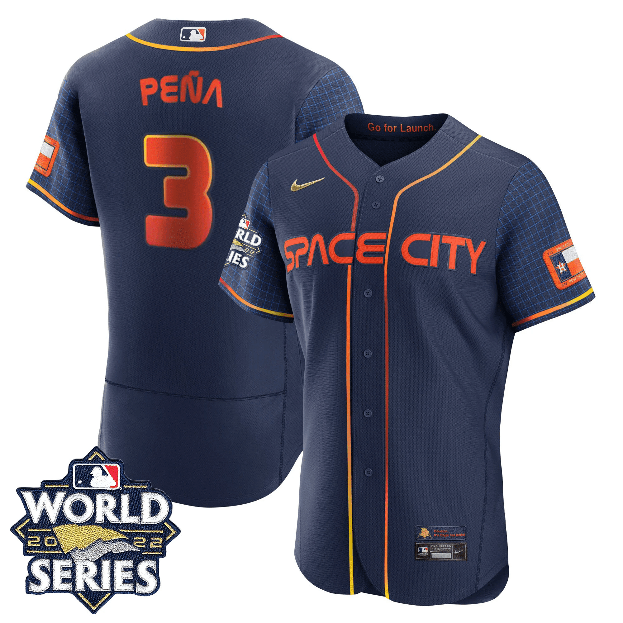 Jeremy Peña Men's Houston Astros 2022 World Series Space City Player Flex Base Jersey - All Stitched