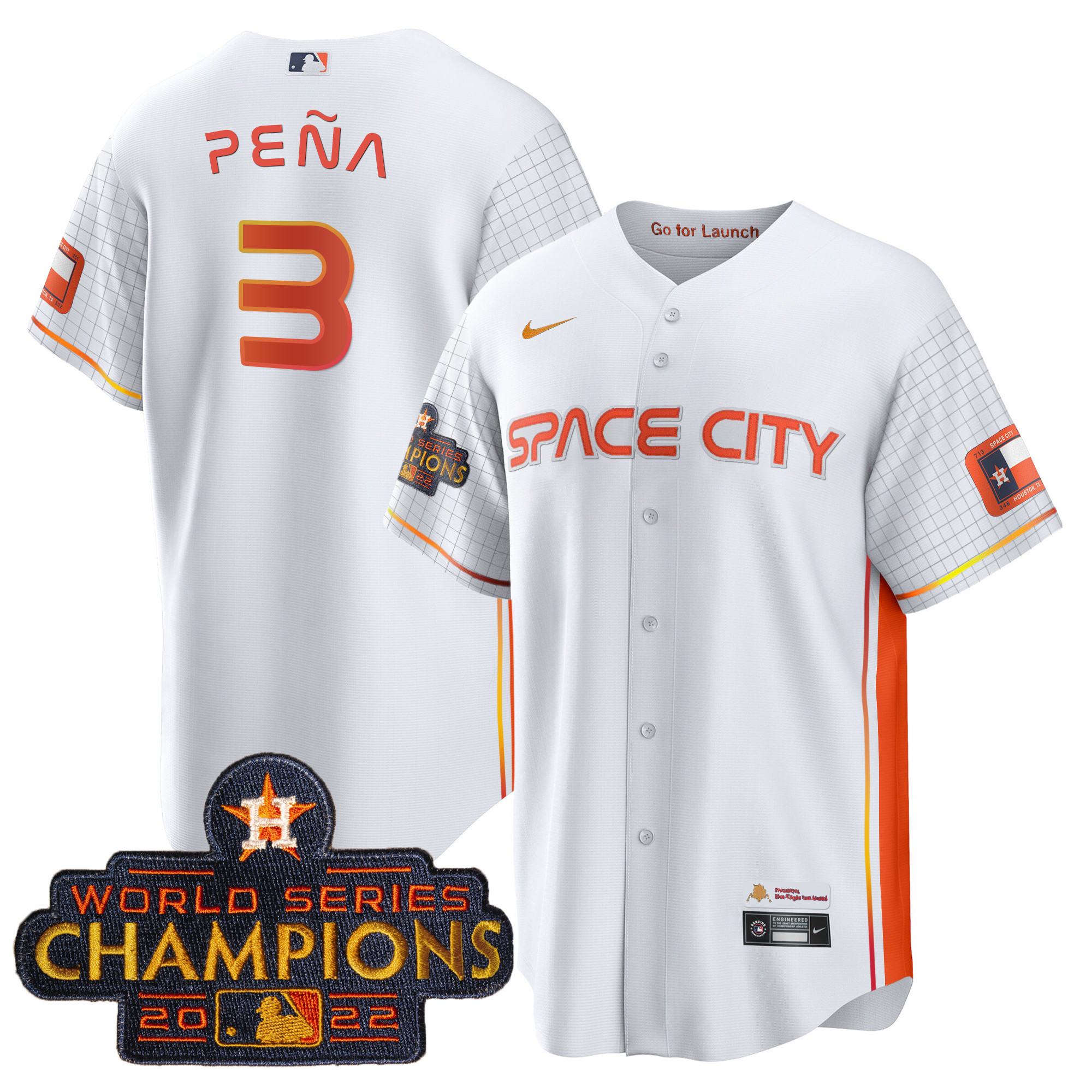 Jeremy Peña Men's Houston Astros 2023 Space City Champions Cool Special White Jersey - All Stitched