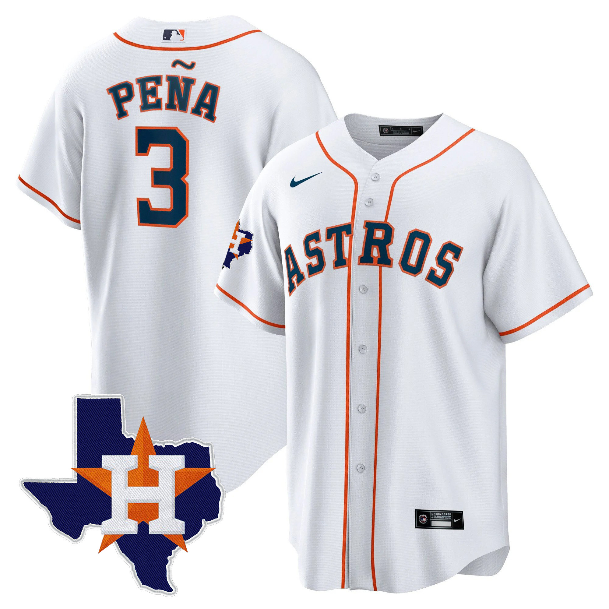 Jeremy Peña Men's Houston Astros 2024 Gold - Texas Patch Cool Home Jersey - All Stitched
