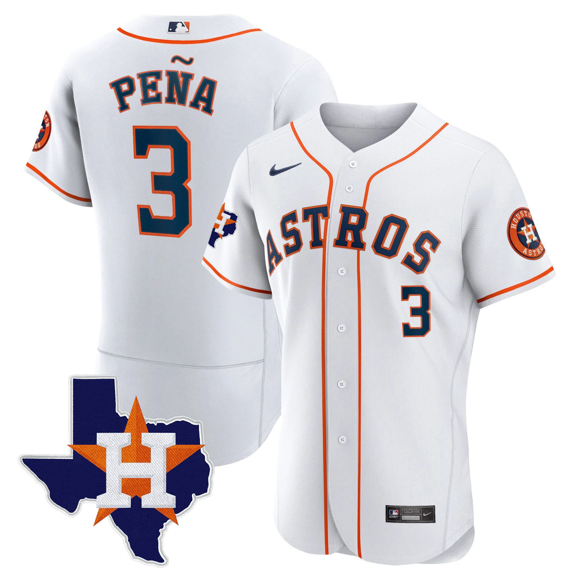 Jeremy Peña Men's Houston Astros 2024 Gold - Texas Patch Flex Home Jersey - All Stitched
