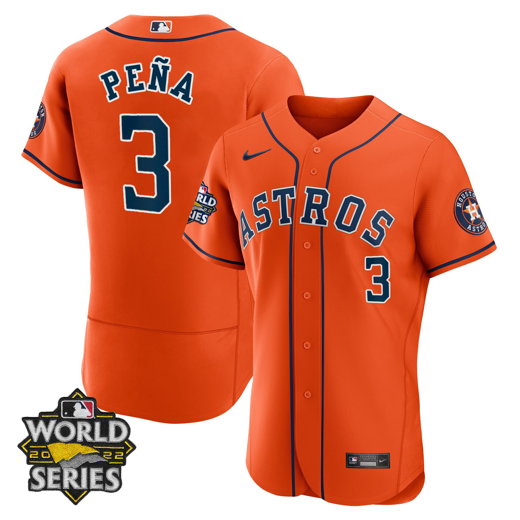 Jeremy Peña Men's Houston Astros Alternate 2022 World Series Player Flex Base Jersey - All Stitched