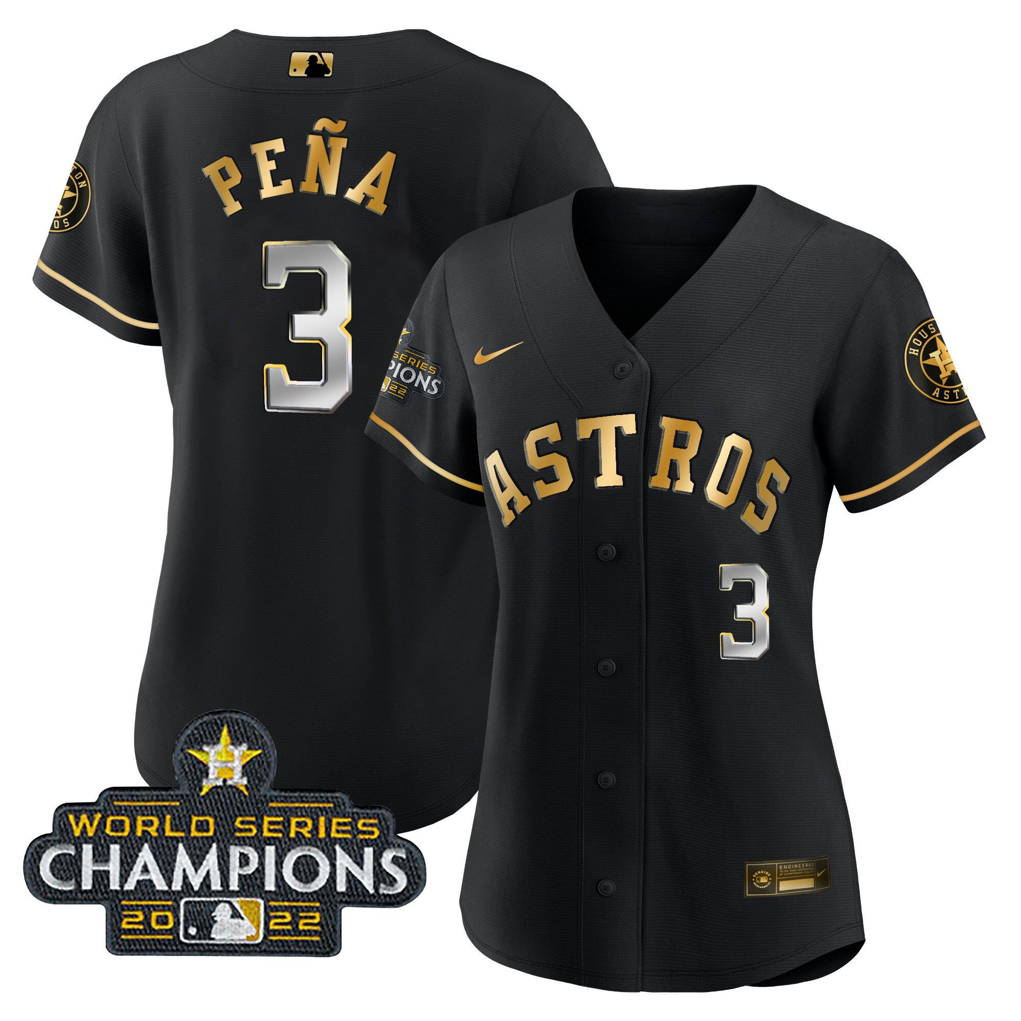 Jeremy Peña Women's Houston Astros 2022 World Series Champions Player Cool Black Jersey - All Stitched