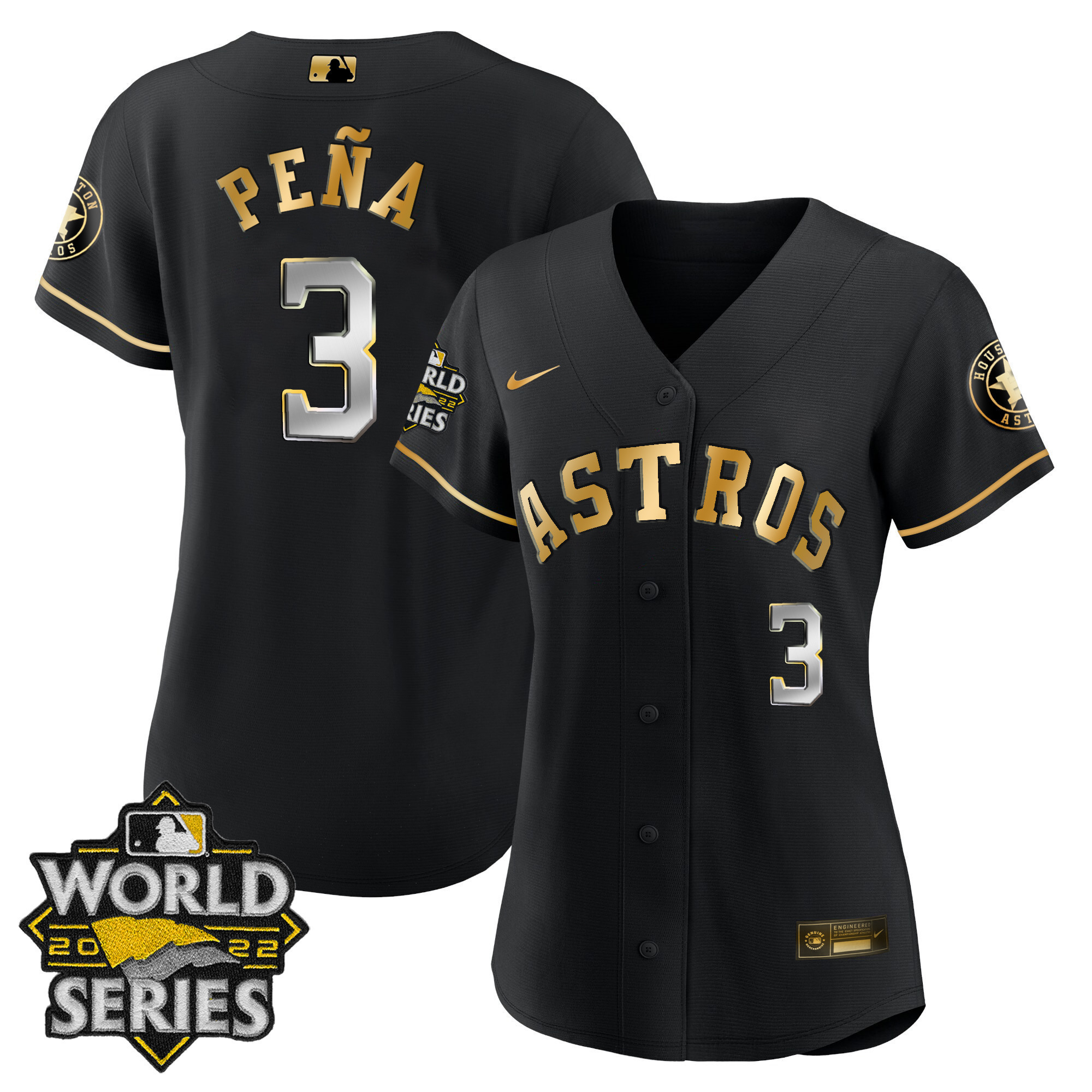 Jeremy Peña Women's Houston Astros 2022 World Series Player Cool Black Jersey - All Stitched