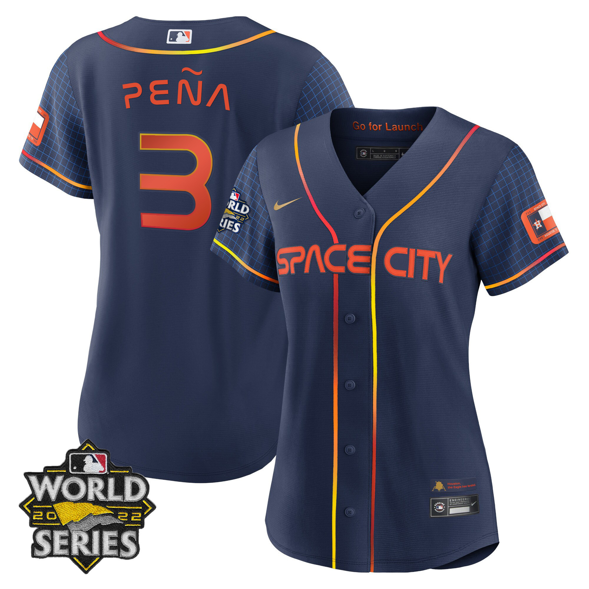 Jeremy Peña Women's Houston Astros 2022 World Series Player Cool Space City Jersey - All Stitched