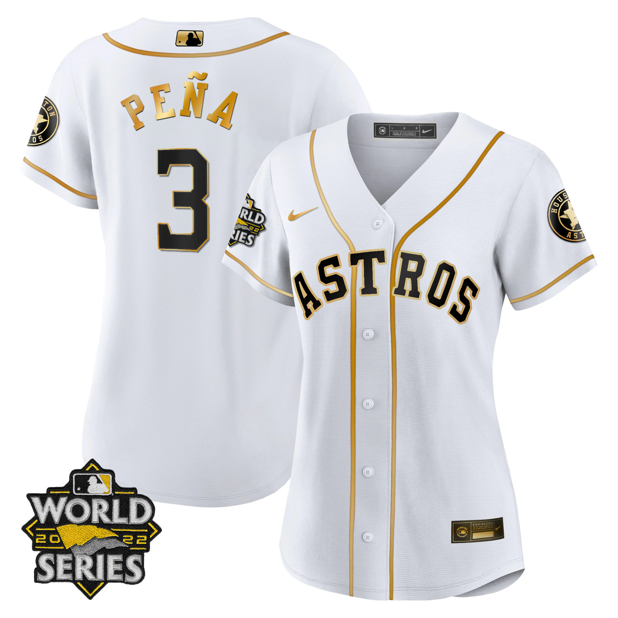 Jeremy Peña Women's Houston Astros 2022 World Series Player Cool White Jersey - All Stitched