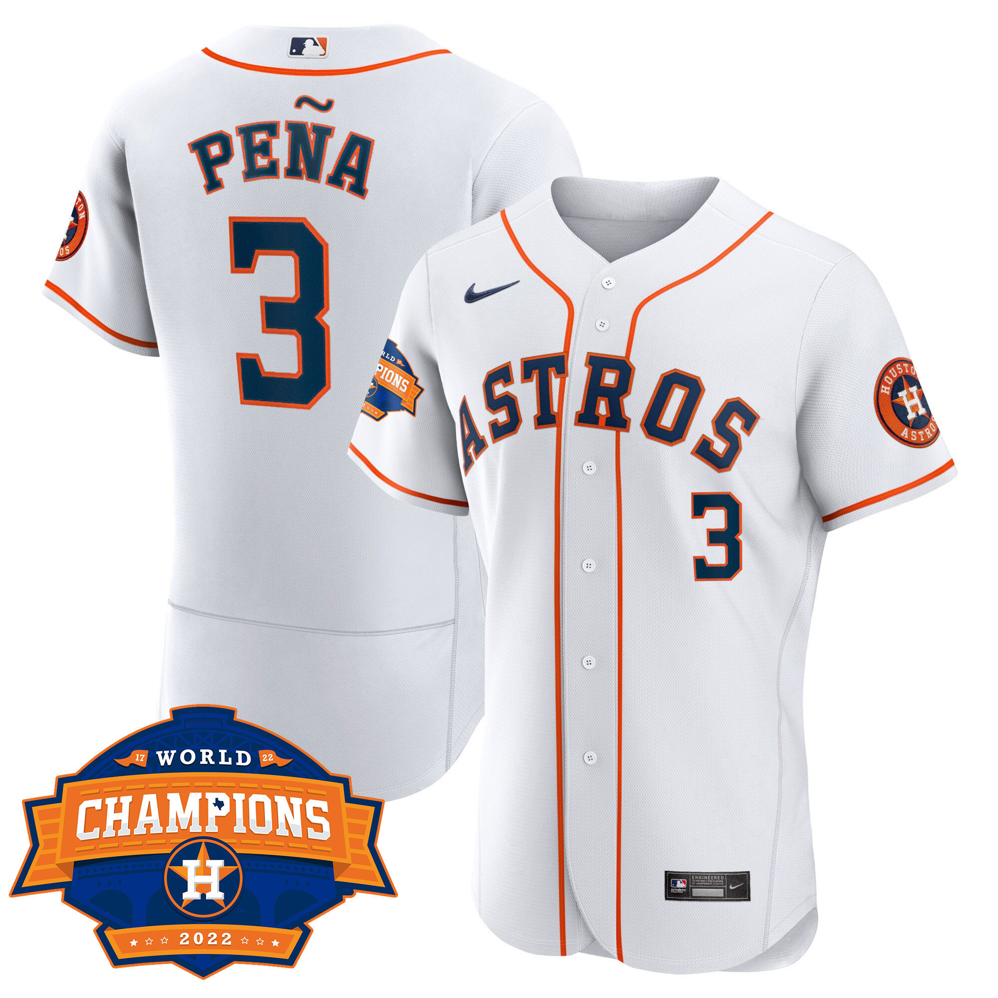 Jeremy Peña Youth's Houston Astros 2022 World Series Champions Patch Limited Flex Home Jersey - All Stitched