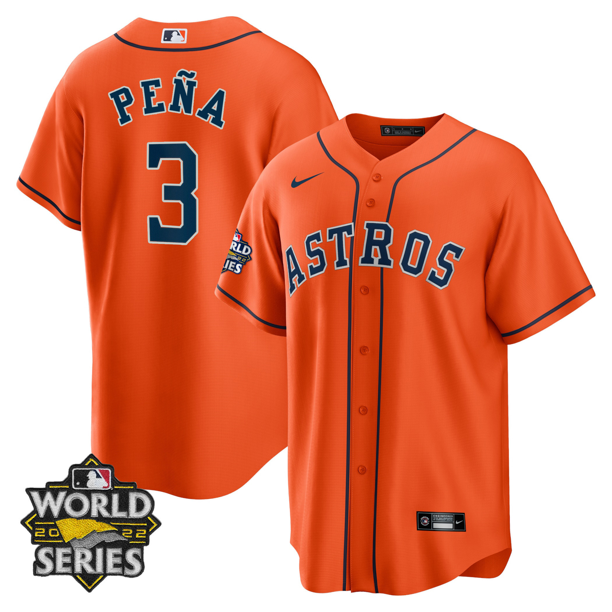 Jeremy Peña Youth's Houston Astros Alternate 2022 World Series Player Cool Base Jersey - All Stitched