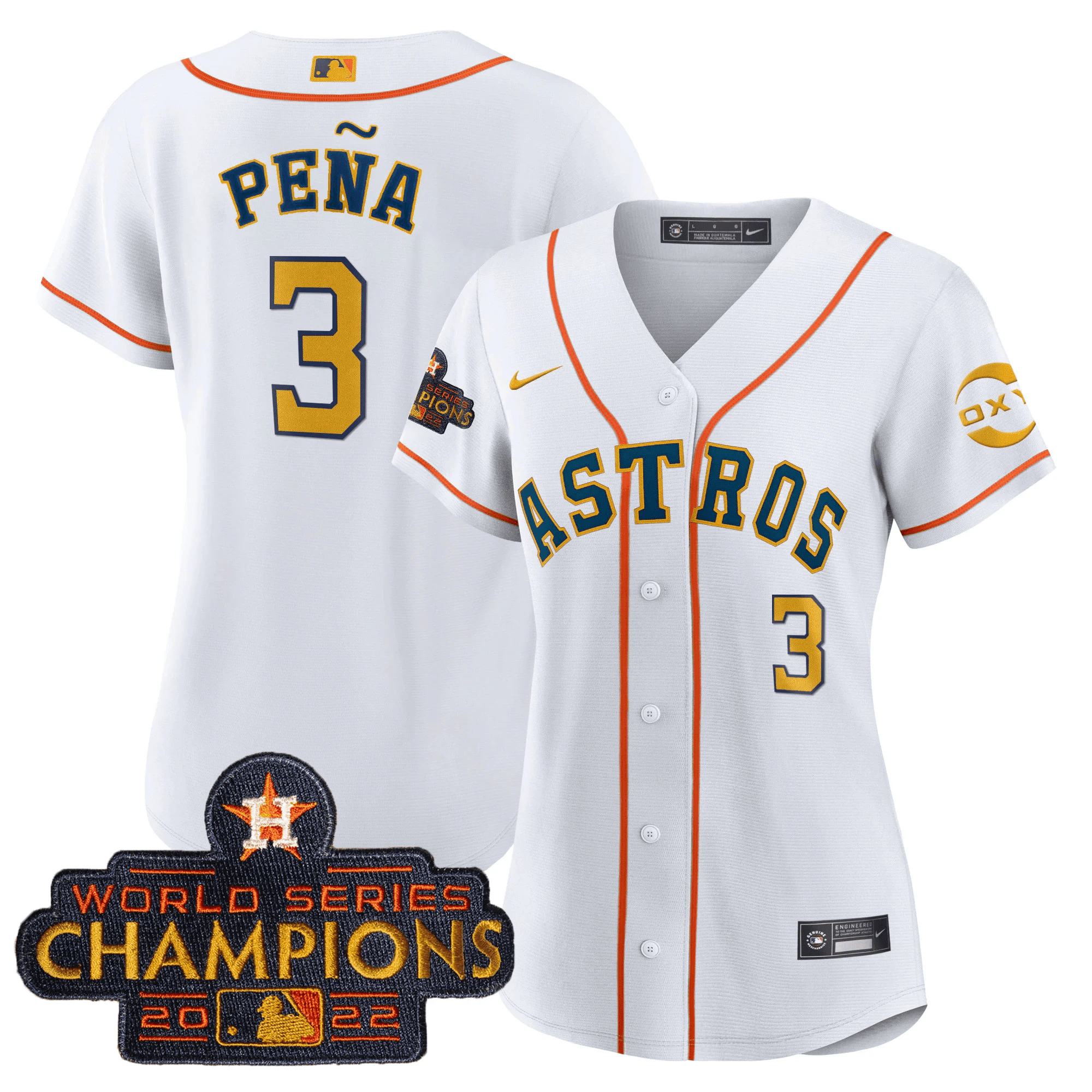 Jeremy Pena Houston Astros 2022 Champions Gold Rush Oxy Patch Cool Base Jersey - All Stitched