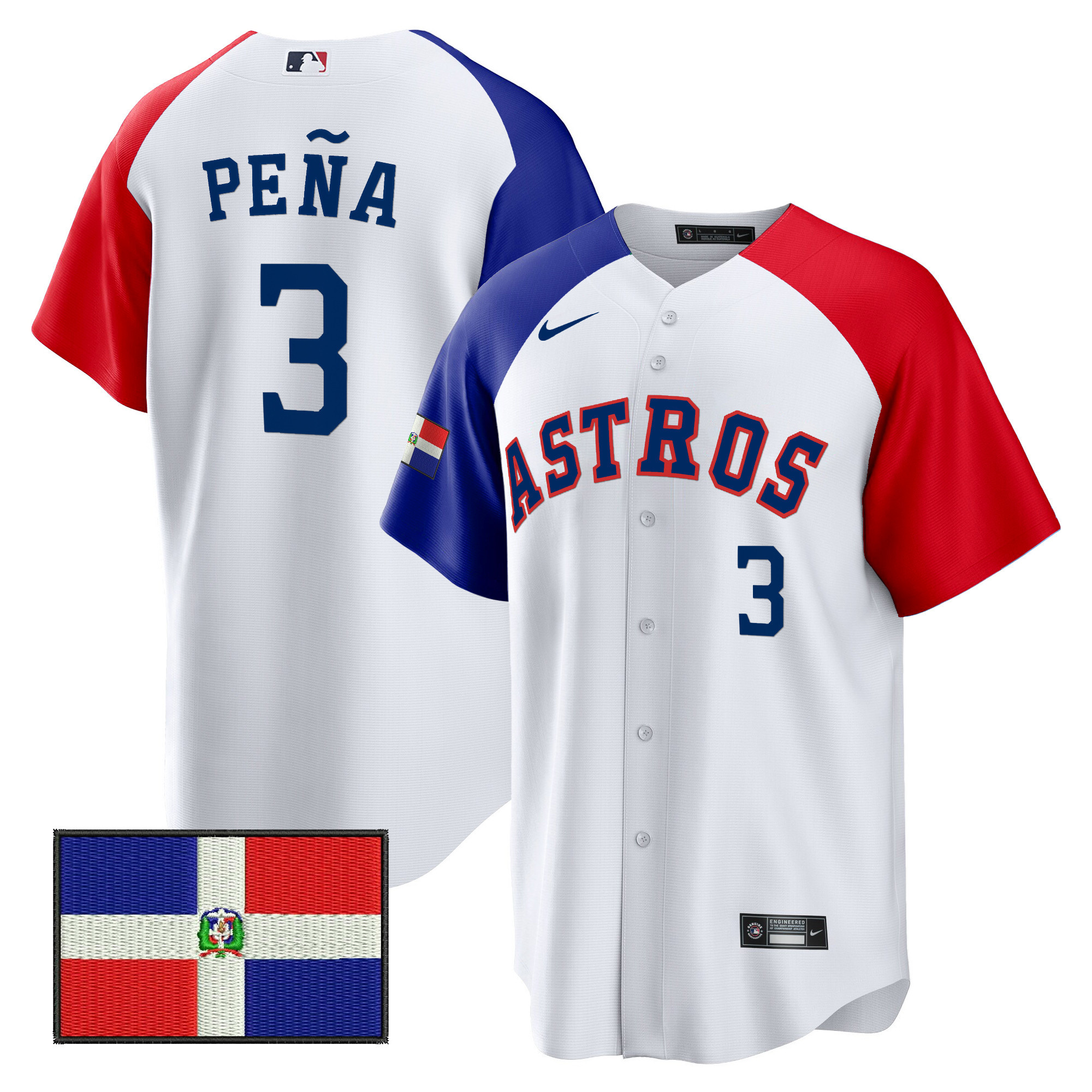 Jeremy Pena Houston Astros Dominican Republic Flag Jersey - All Stitched