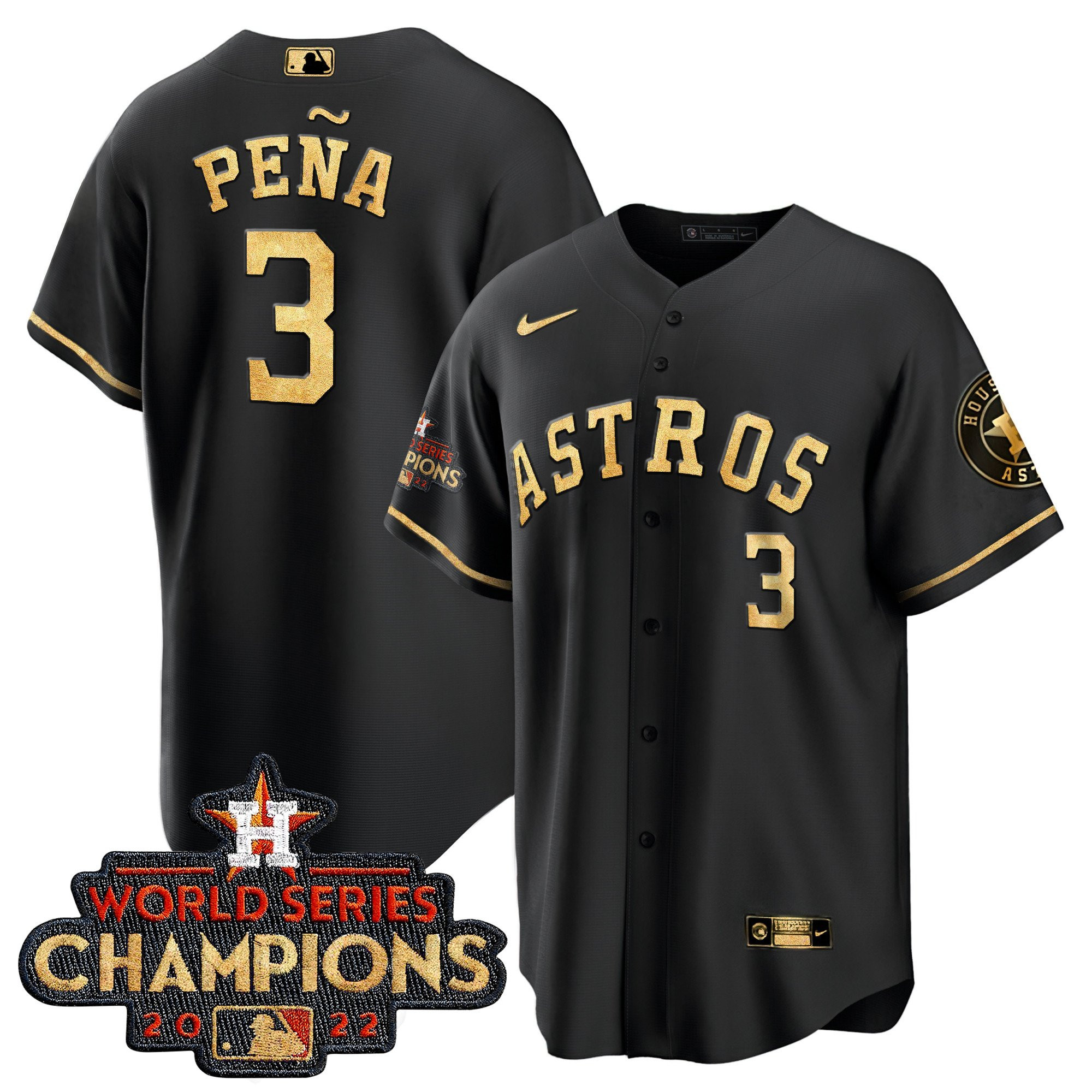 Jeremy Pena Men's Houston Astros 2022 World Series Champions Color Rush Cool Black Jersey - All Stitched