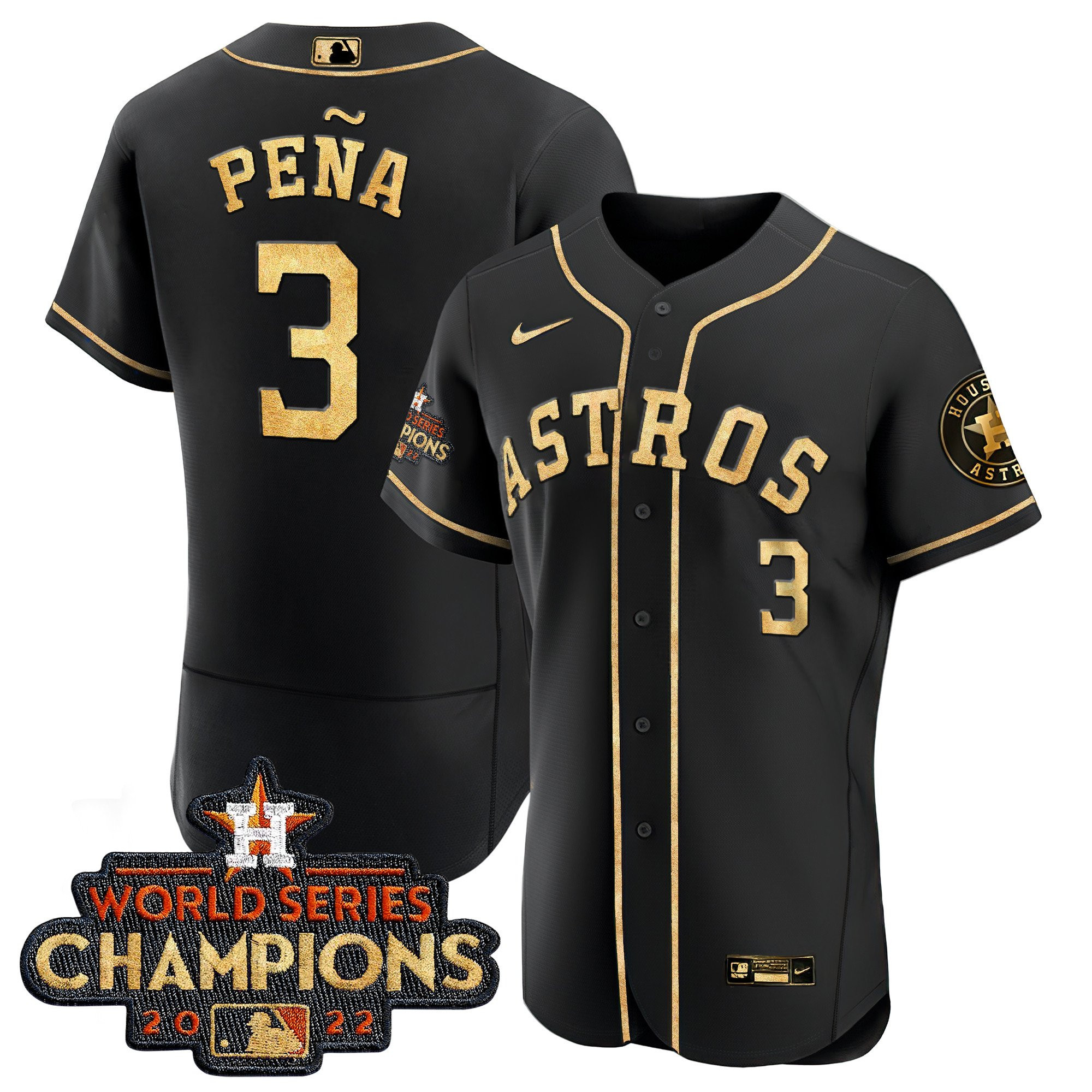 Jeremy Pena Men's Houston Astros 2022 World Series Champions Color Rush Flex Black Jersey - All Stitched