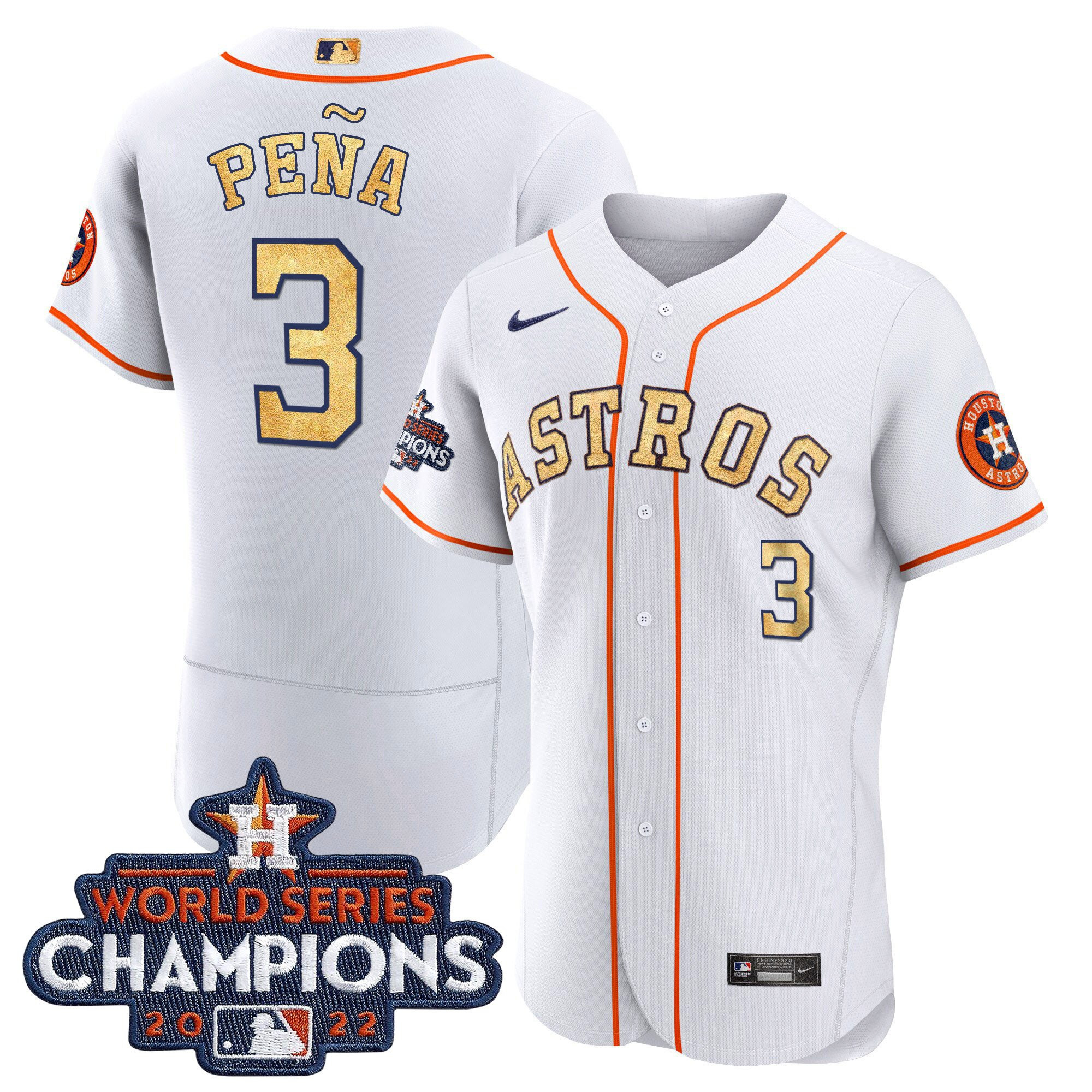 Jeremy Pena Men's Houston Astros 2022 World Series Champions Color Rush Flex White Jersey - All Stitched