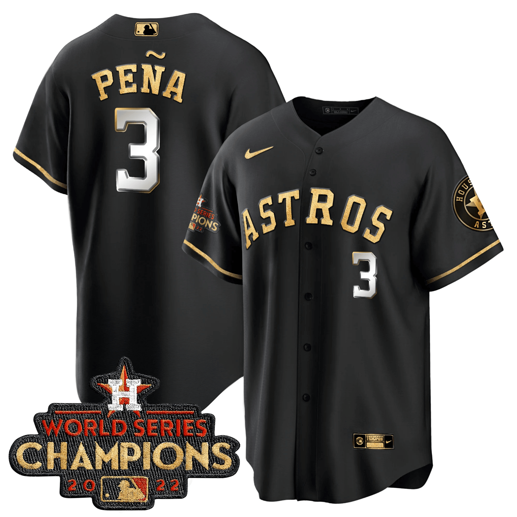 Jeremy Pena Men's Houston Astros 2022 World Series Champions Color Rush Limited Cool Black Jersey - All Stitched