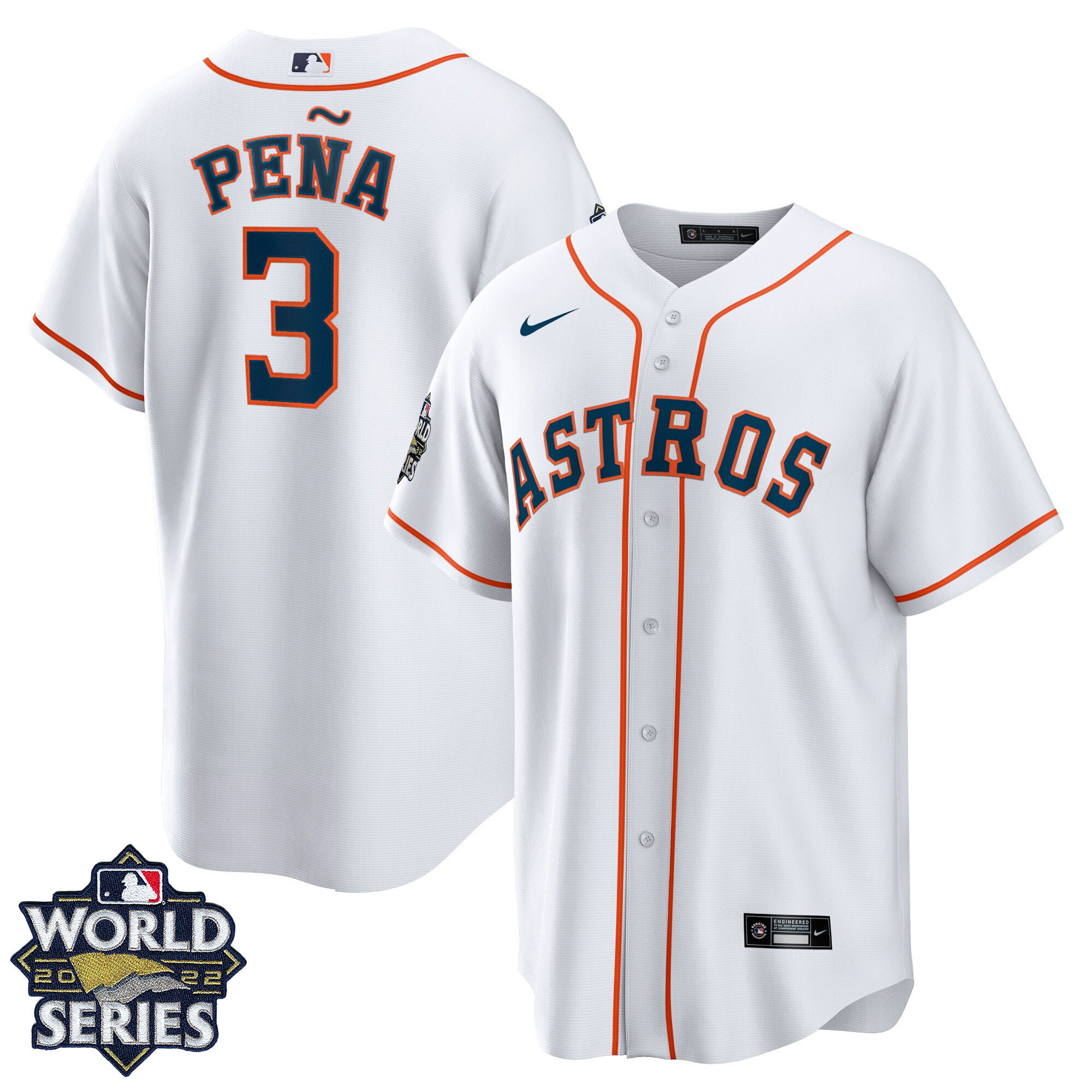 Jeremy Pena Men's Houston Astros 2022 World Series Home Player - White Cool Base Jersey - All Stitched