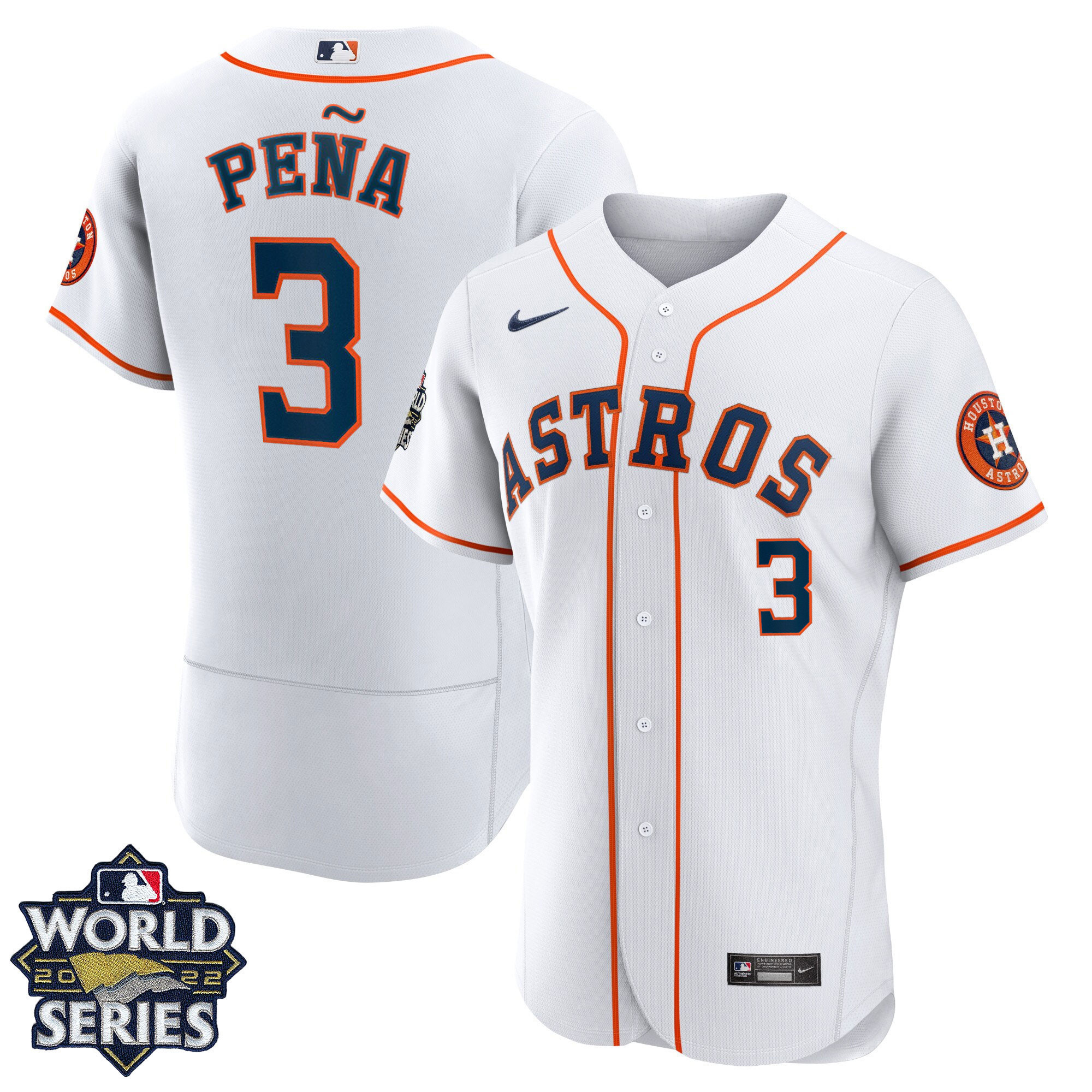 Jeremy Pena Men's Houston Astros 2022 World Series Home Player - White Flex Base Jersey - All Stitched