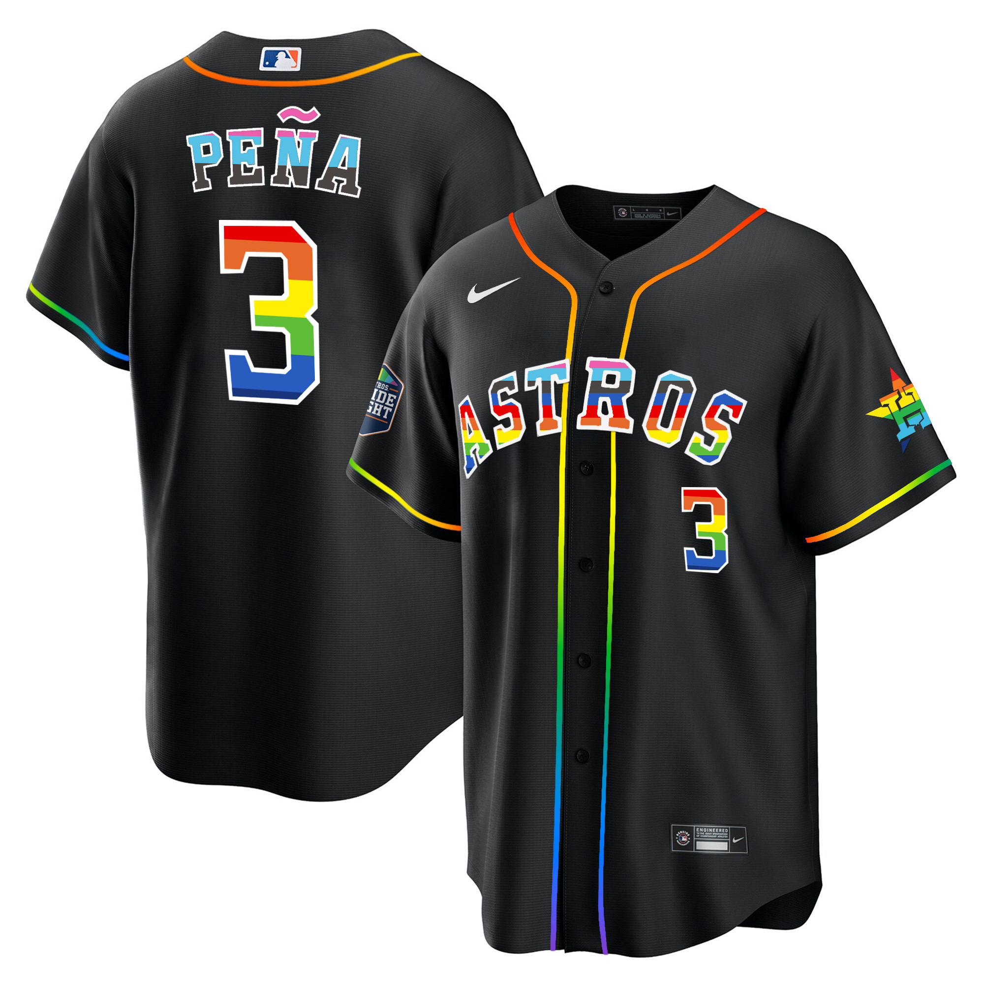 Jeremy Pena Men's Houston Astros 2023 Cool Base Pride Black Jersey - All Stitched