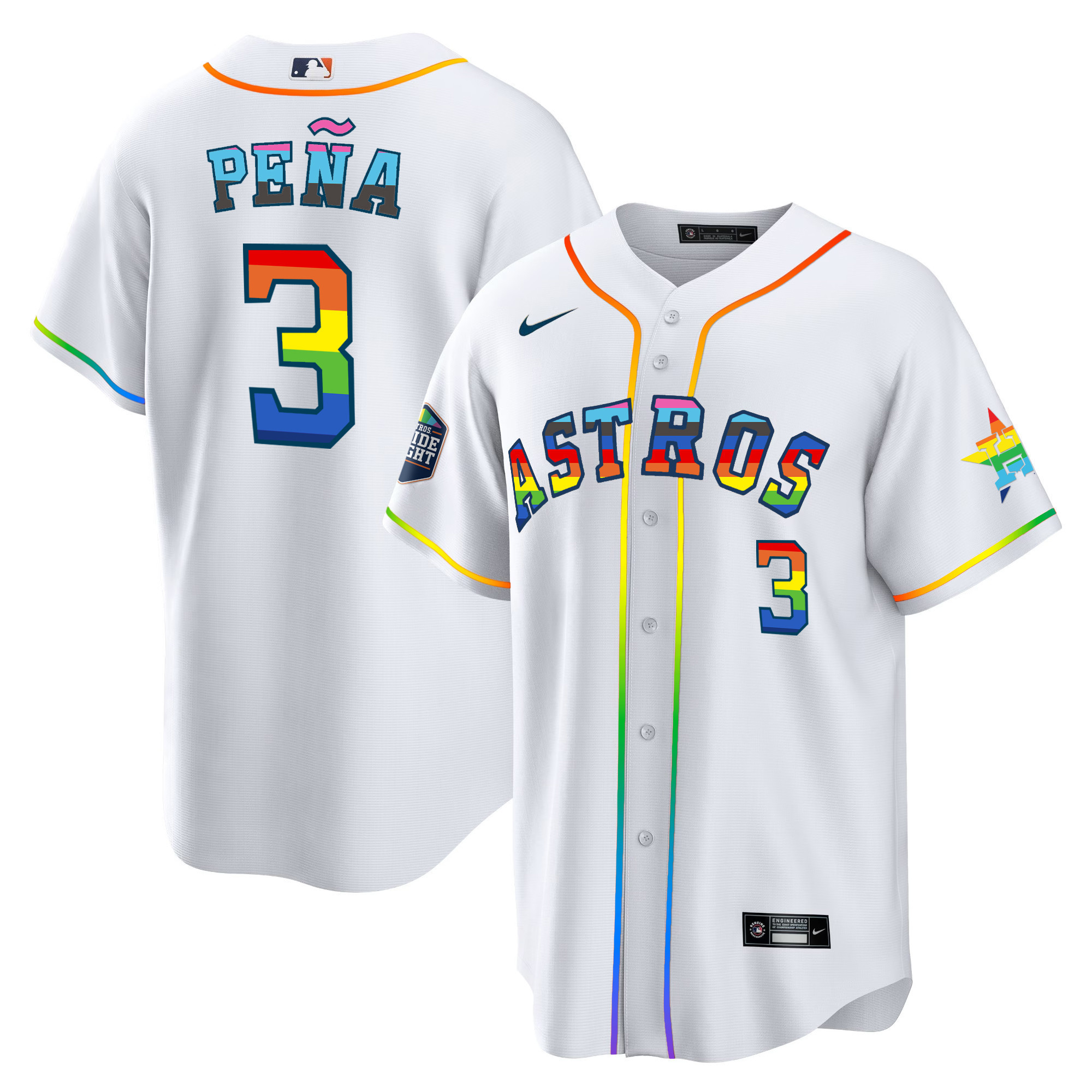 Jeremy Pena Men's Houston Astros 2023 Cool Base Pride White Jersey - All Stitched