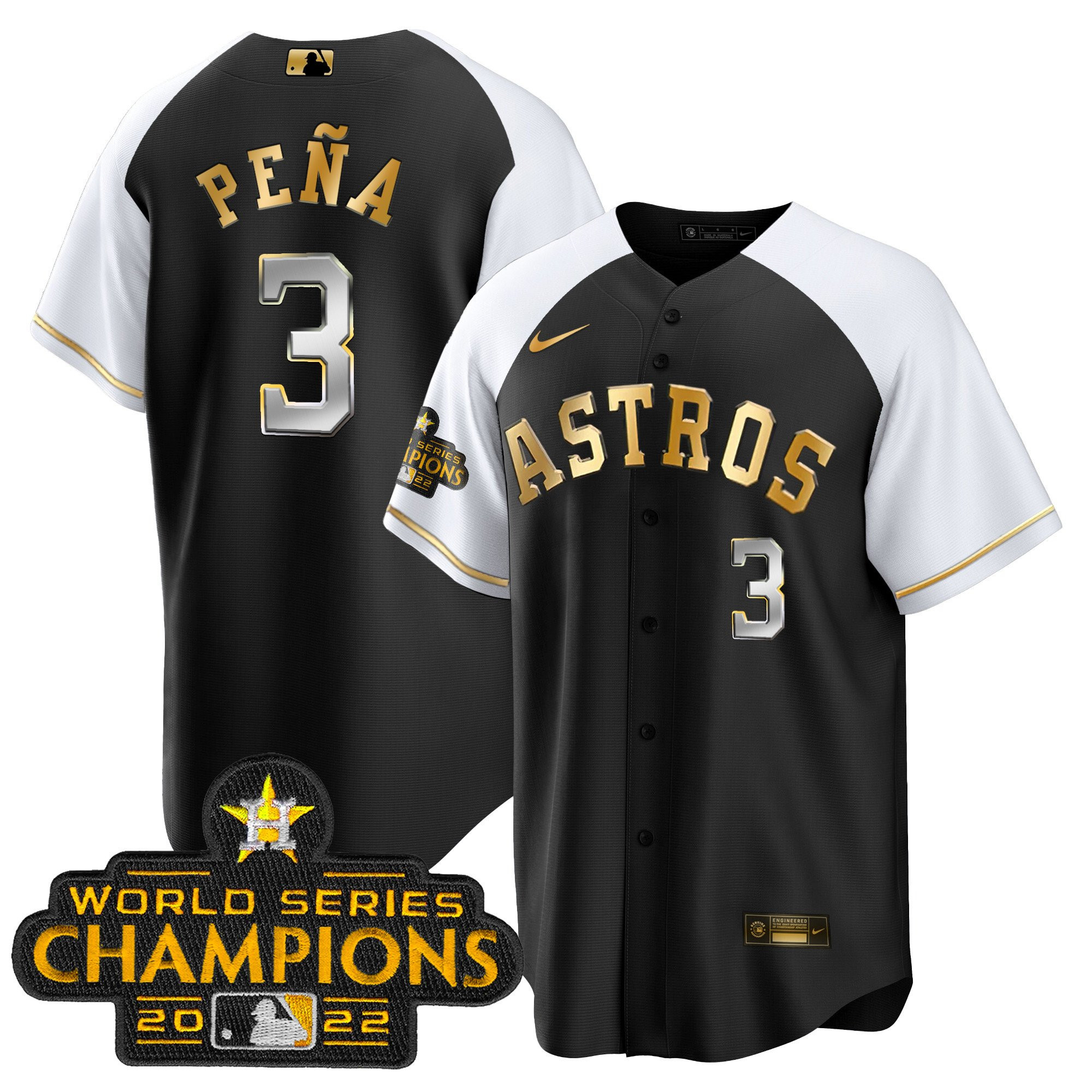 Jeremy Pena Men's Houston Astros 2023 Gold Alternate Cool Base White Sleeves Jersey - All Stitched