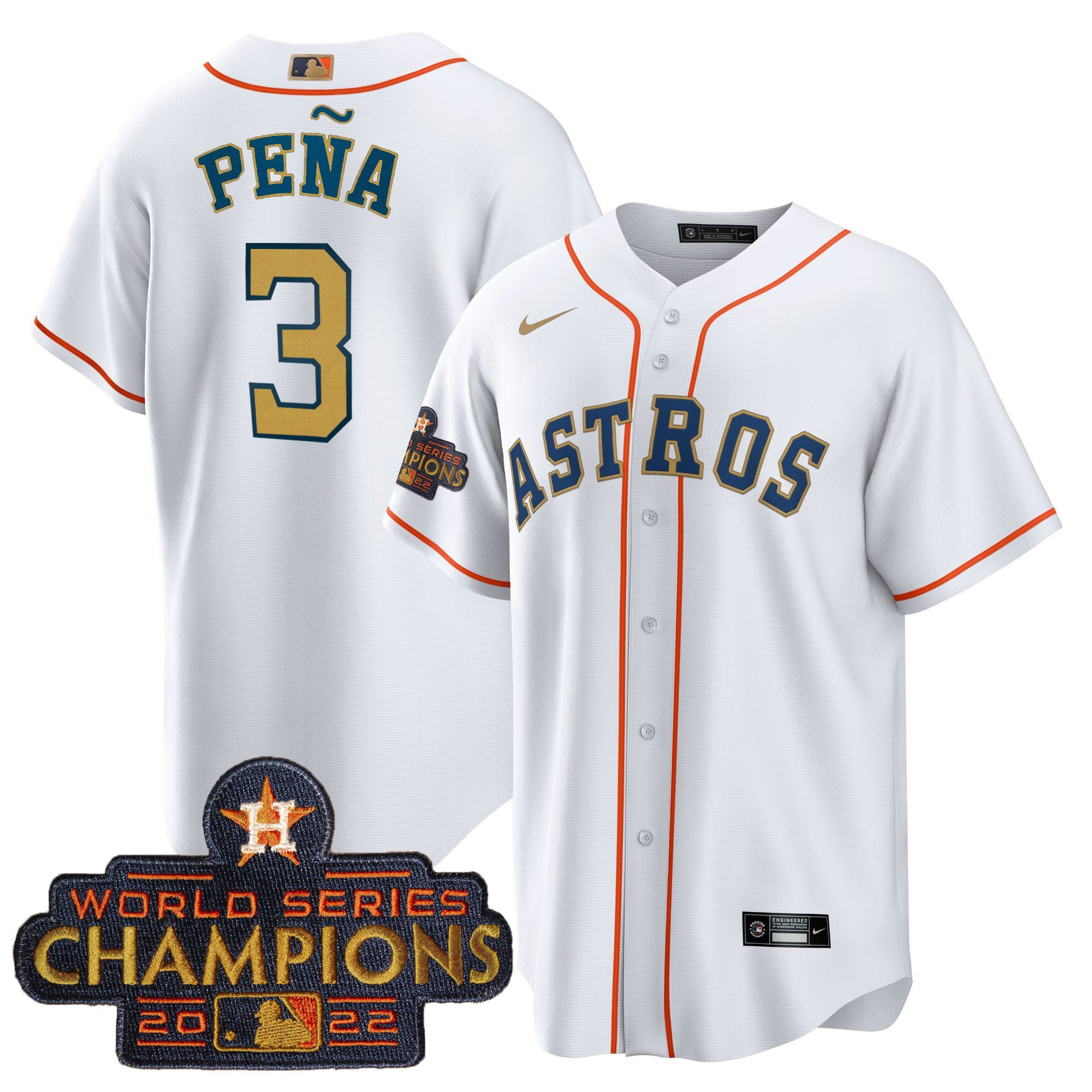 Jeremy Pena Men's Houston Astros 2023 Gold Cool Base Collection Home Gold Jersey - All Stitched