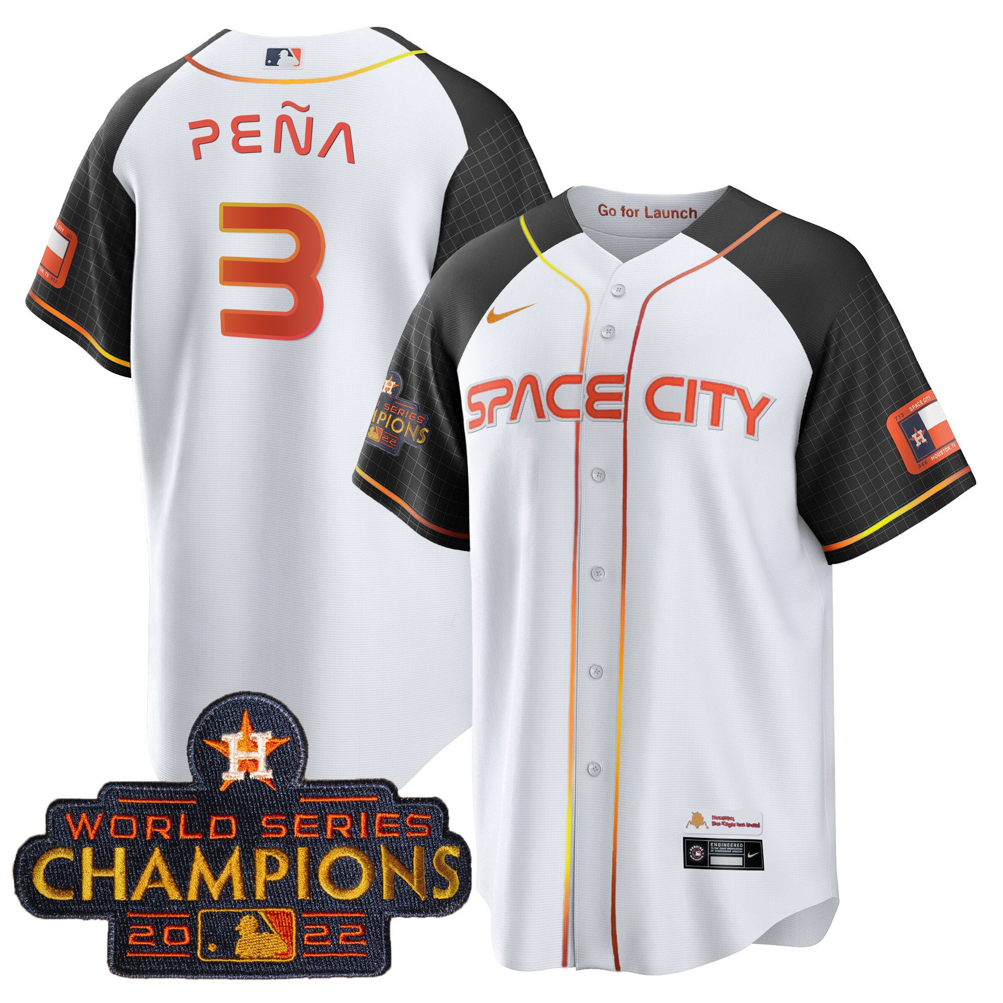 Jeremy Pena Men's Houston Astros 2023 Space City Champions Alternate Cool White Jersey - All Stitched
