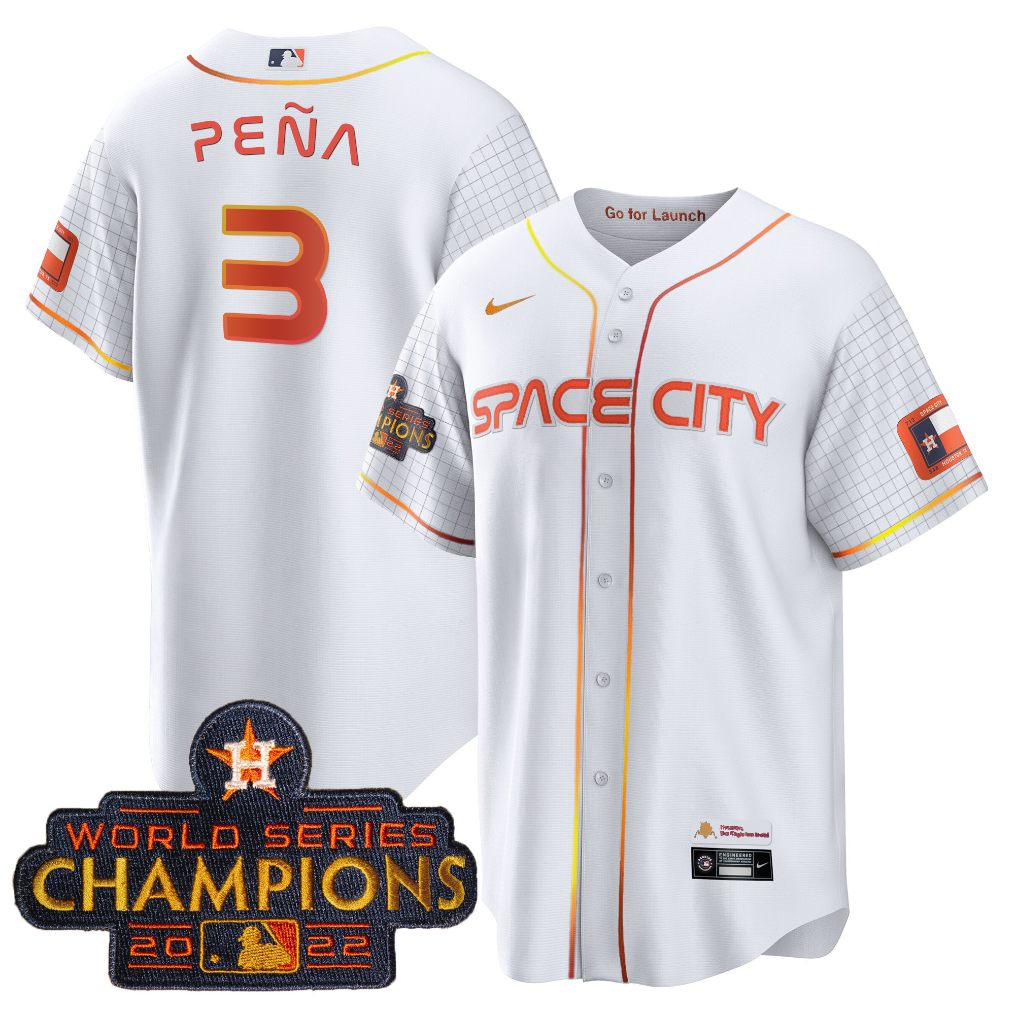 Jeremy Pena Men's Houston Astros 2023 Space City Champions Cool White Jersey - All Stitched