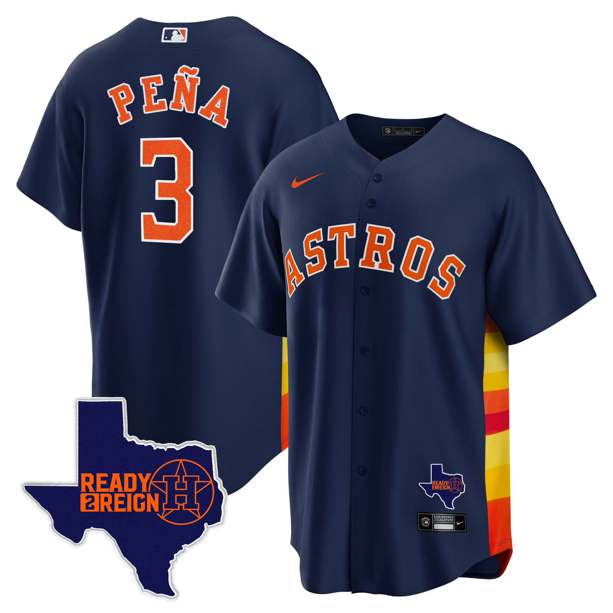 Jeremy Pena Men's Houston Astros 2024 Ready 2 Reign Cool Base Navy Jersey - All Stitched