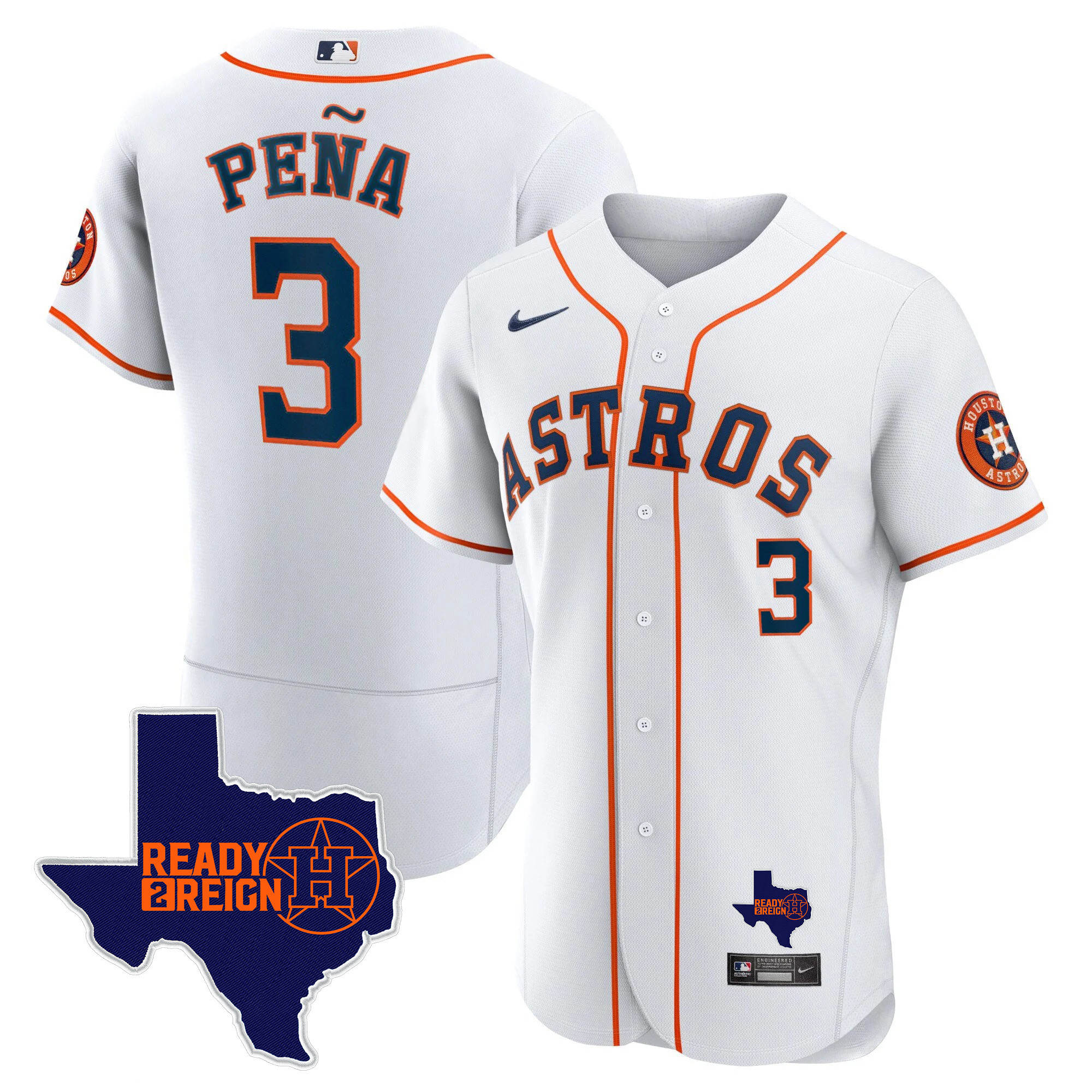 Jeremy Pena Men's Houston Astros 2024 Ready 2 Reign Flex Base Home Jersey - All Stitched