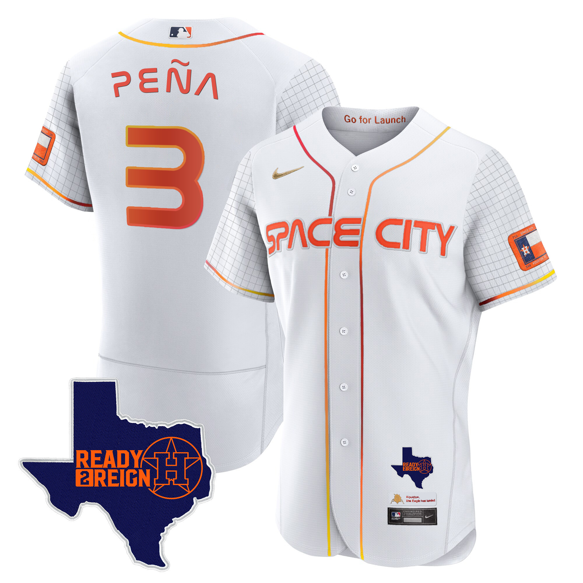 Jeremy Pena Men's Houston Astros 2024 Space City Ready 2 Reign Flex Base White Jersey - All Stitched