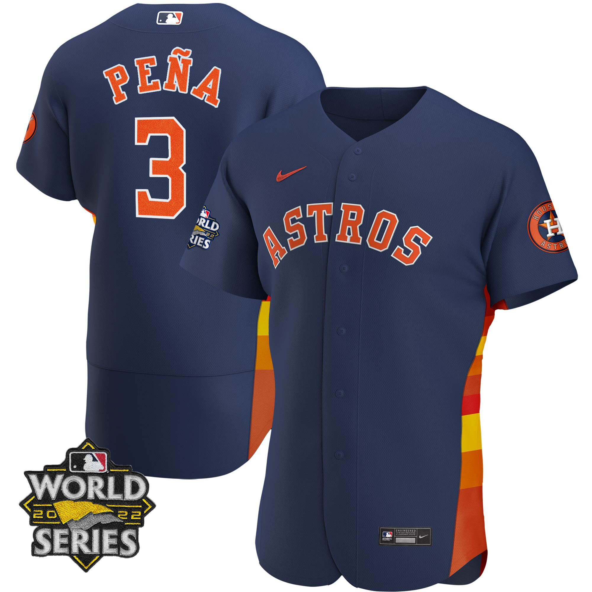 Jeremy Pena Men's Houston Astros Alternate Navy 2022 World Series Player Flex Base Jersey - All Stitched