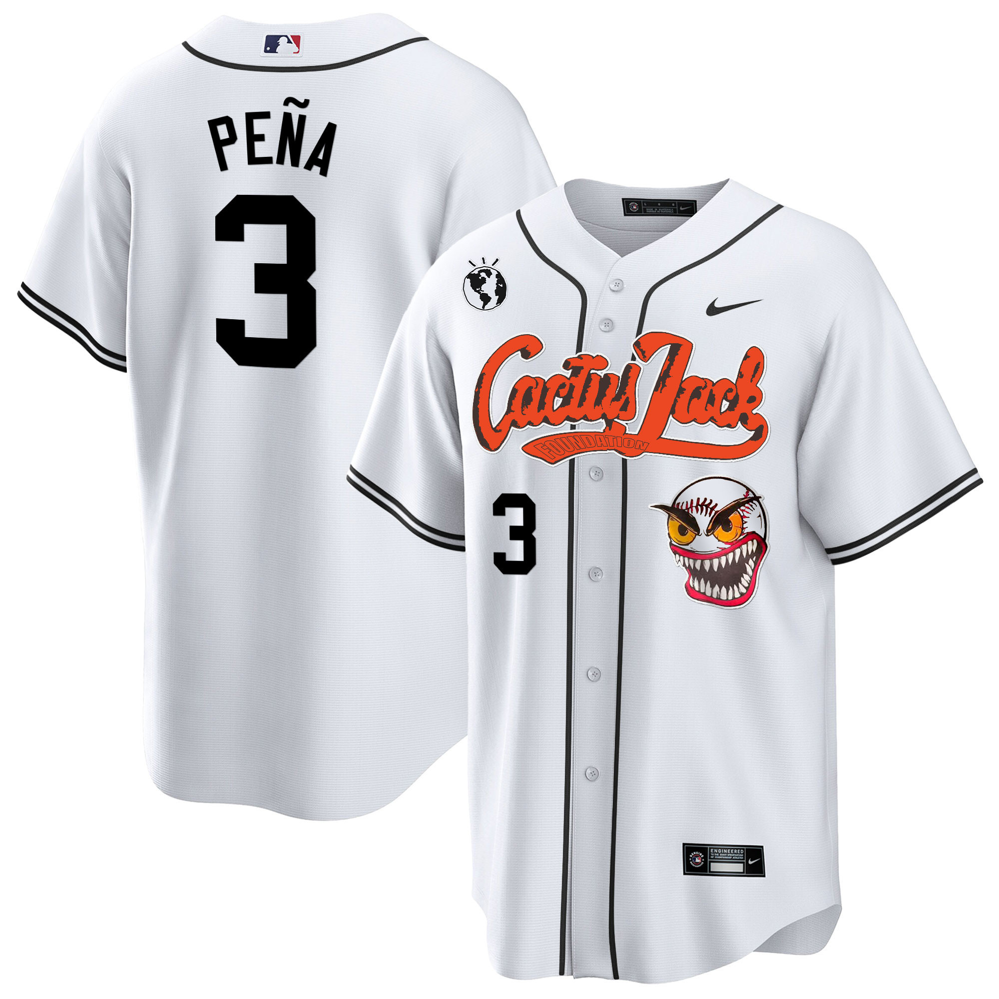 Jeremy Pena Men's Houston Astros Cactus Jack Cool Base White Jersey - All Stitched