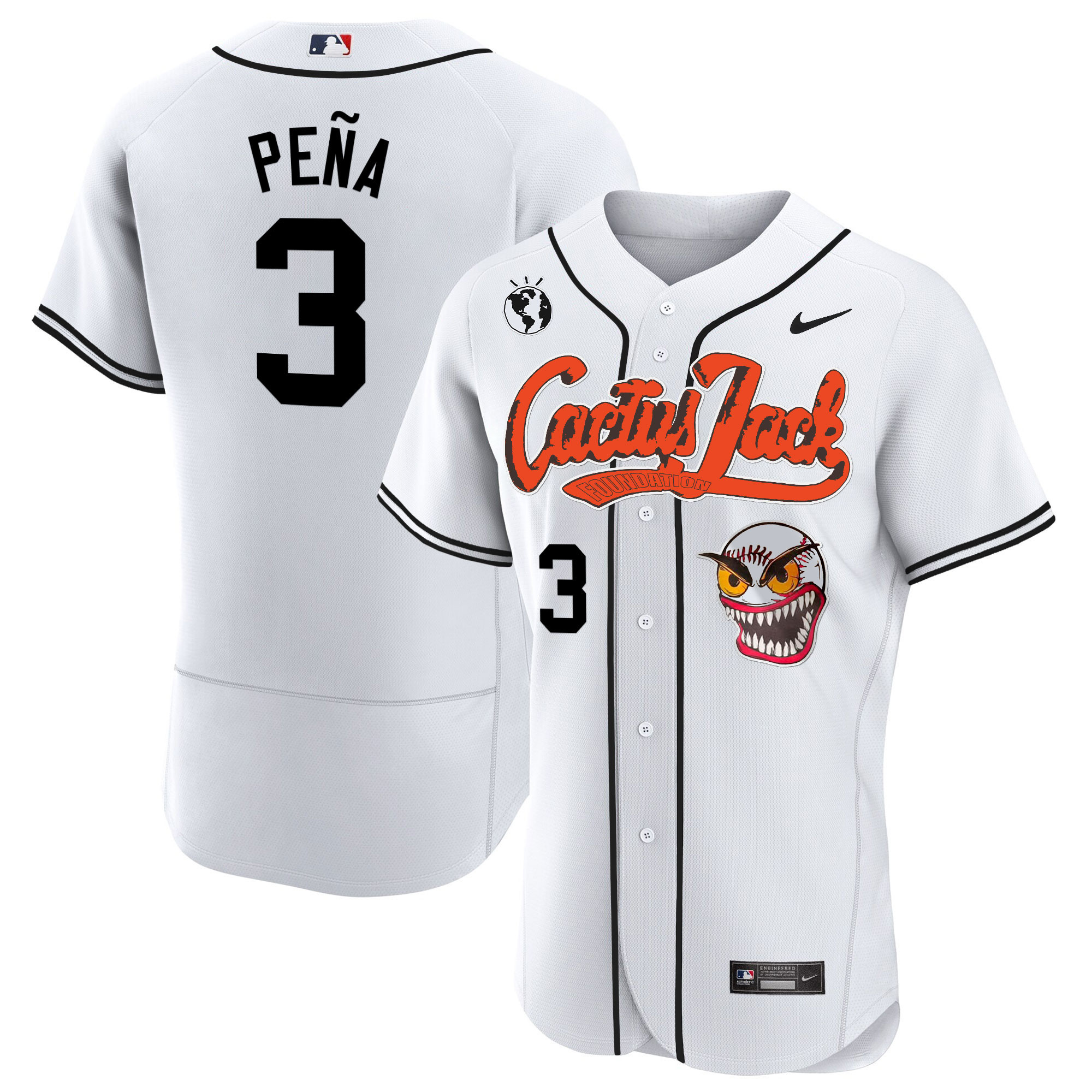 Jeremy Pena Men's Houston Astros Cactus Jack Flex Base White Jersey - All Stitched