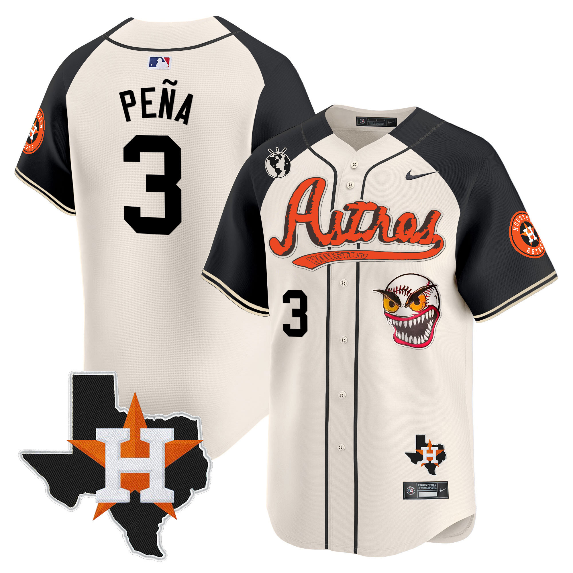 Jeremy Pena Men's Houston Astros Cactus Jack Style Vapor Premier Limited V2 Cream Alternate Jersey - All Stitched
