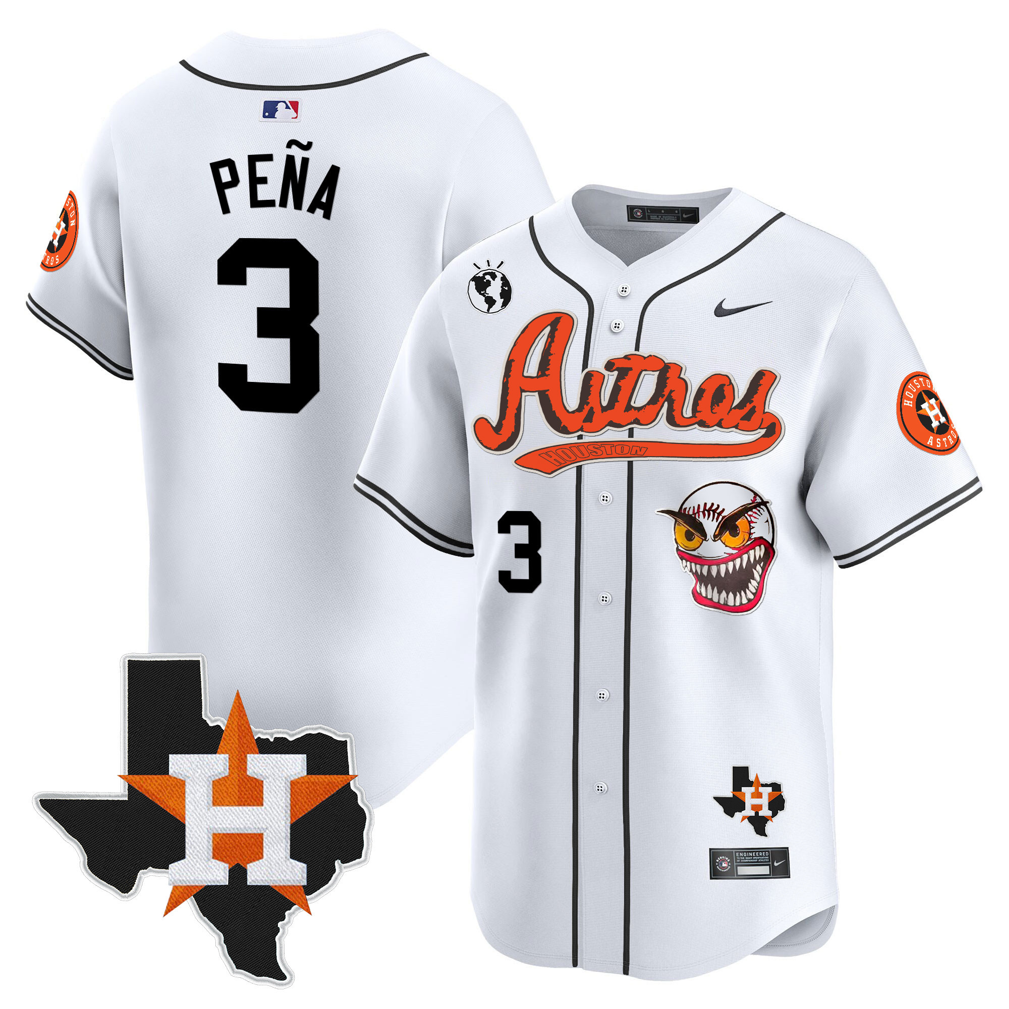 Jeremy Pena Men's Houston Astros Cactus Jack Style Vapor Premier Limited V2 White Jersey - All Stitched