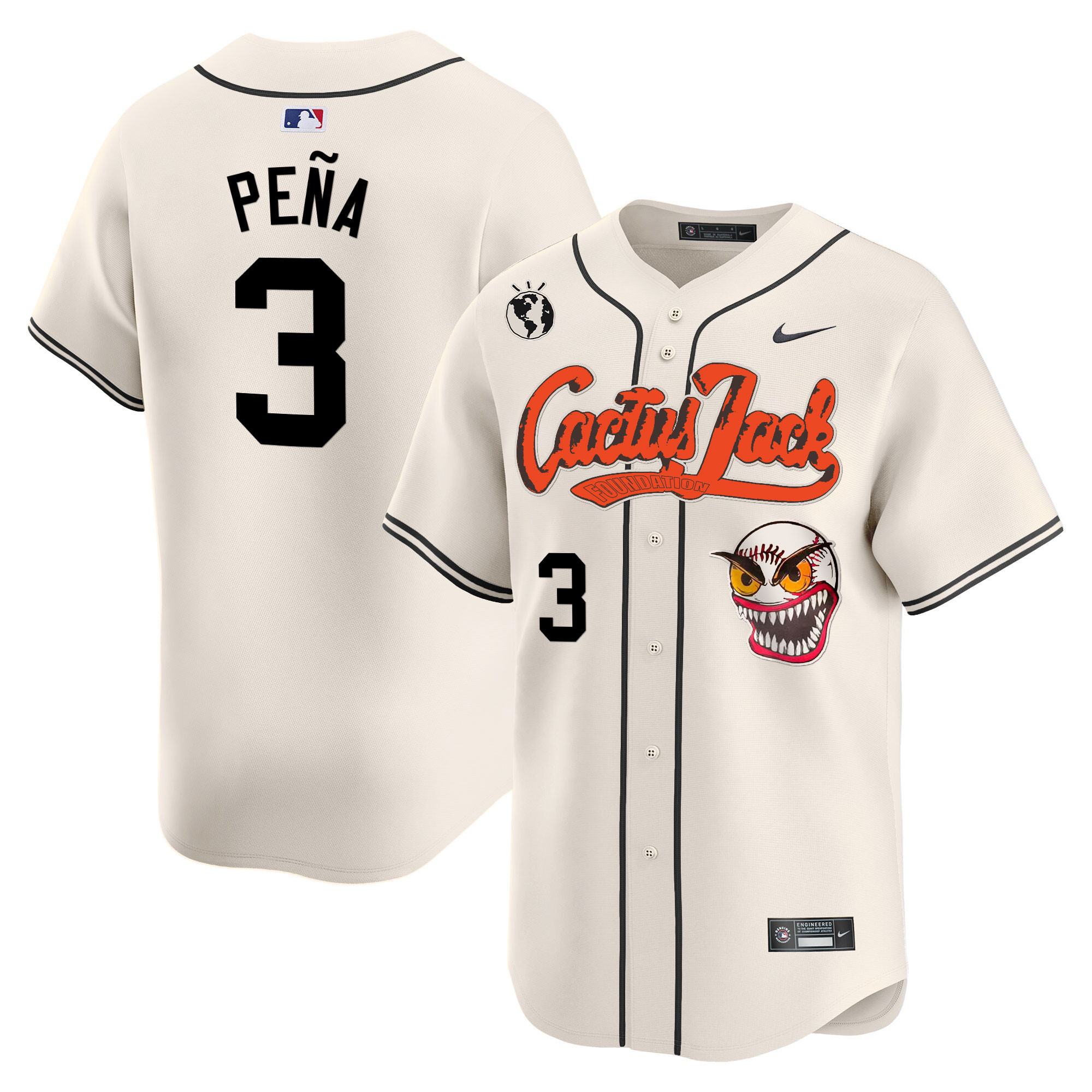Jeremy Pena Men's Houston Astros Cactus Jack Vapor Premier Limited Cream Jersey - All Stitched