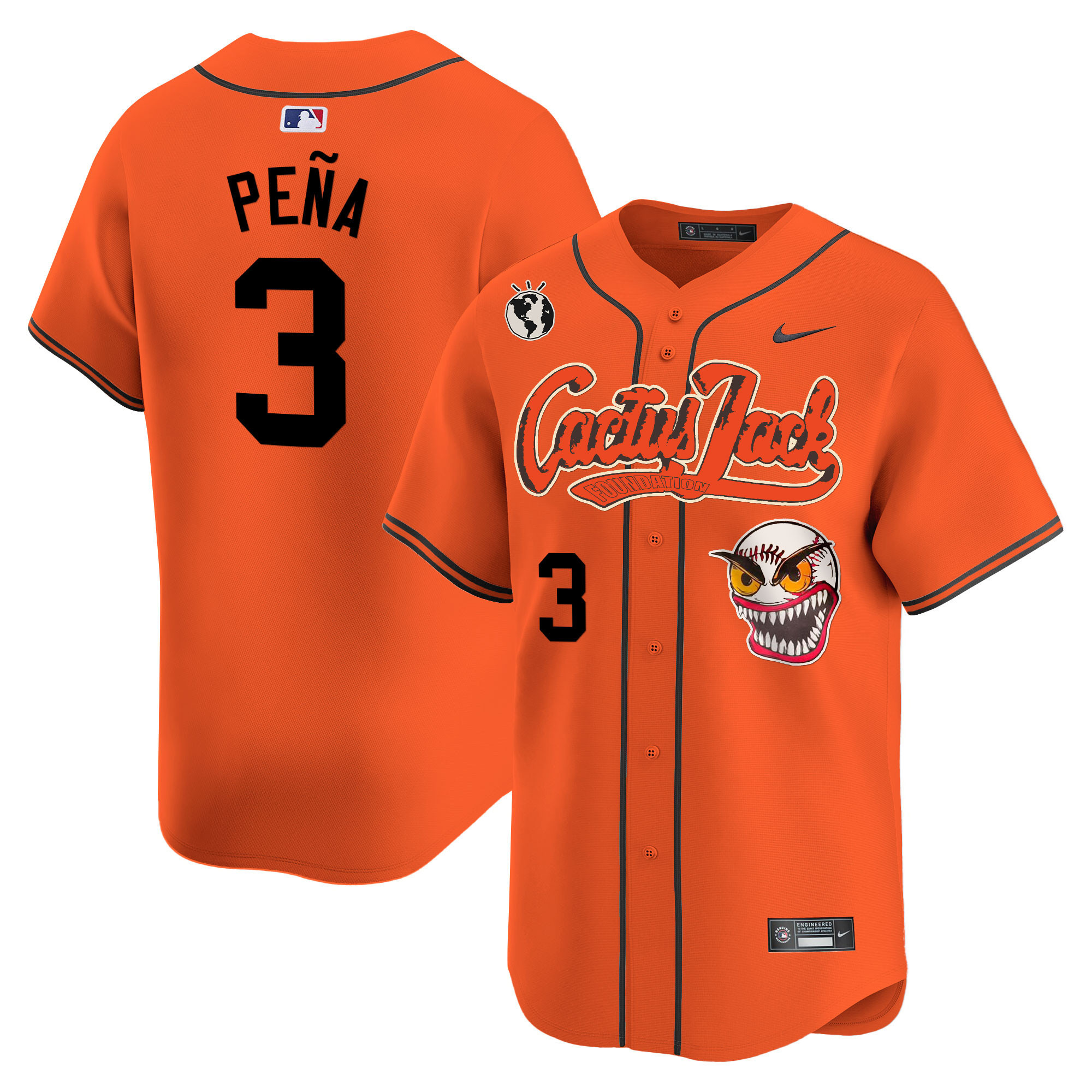 Jeremy Pena Men's Houston Astros Cactus Jack Vapor Premier Limited Orange Jersey - All Stitched