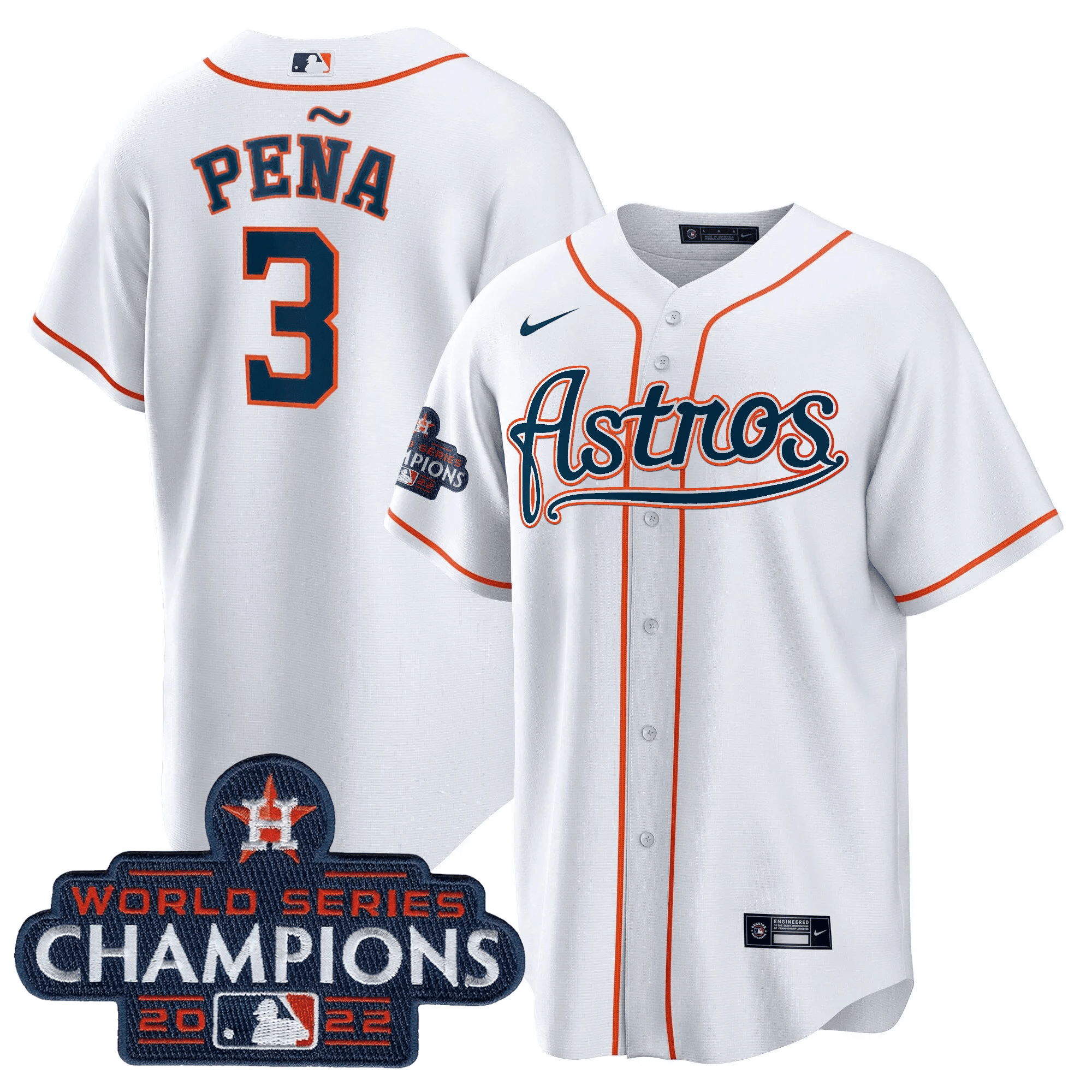 Jeremy Pena Men's Houston Astros Champions & Throwback Patch Gold V2 Cool Home Jersey - All Stitched