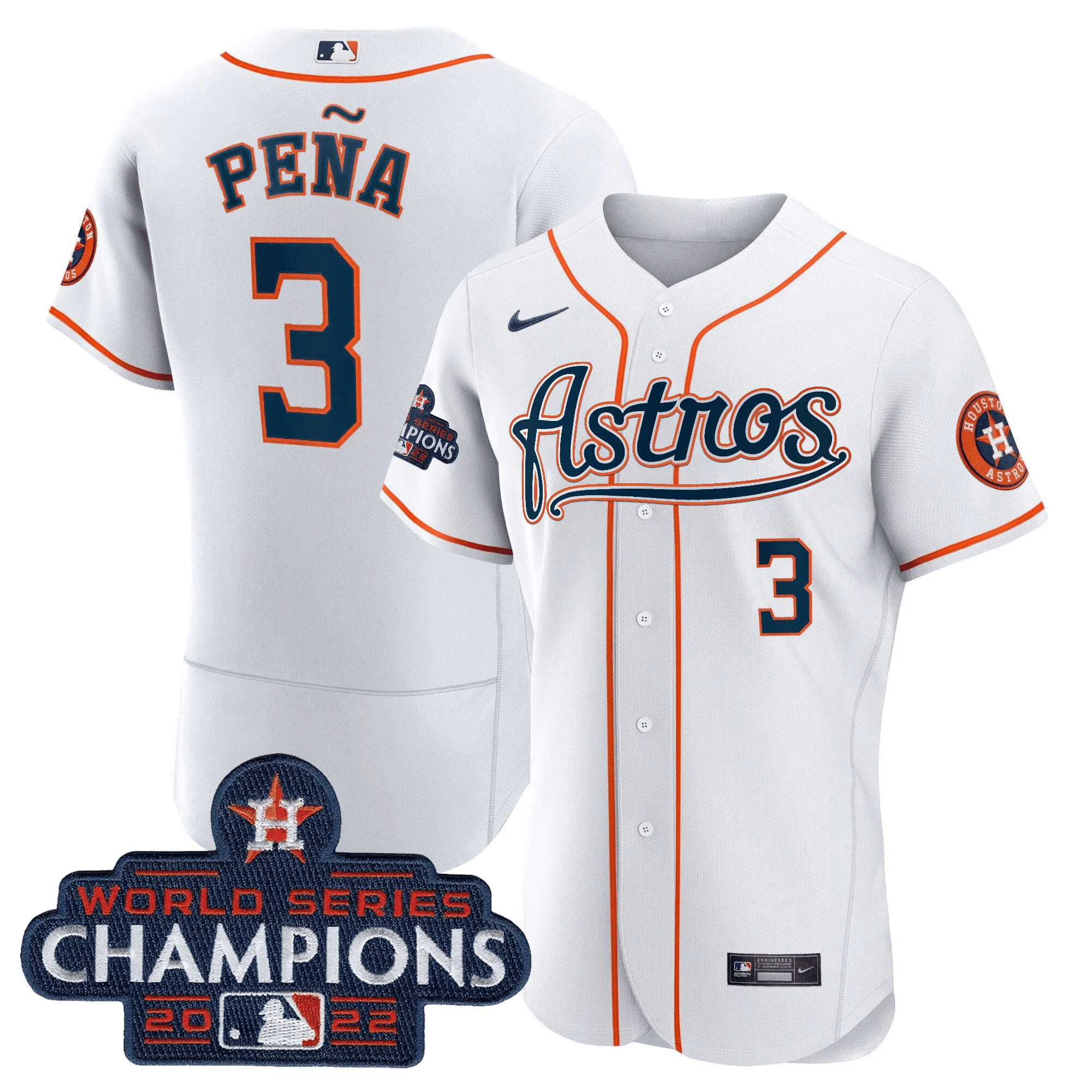 Jeremy Pena Men's Houston Astros Champions & Throwback Patch Gold V2 Flex Home Jersey - All Stitched