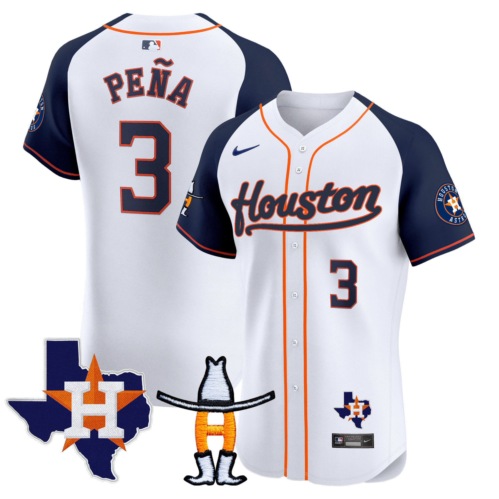 Jeremy Pena Men's Houston Astros Houston Rodeo Patch Vapor Premier Elite Alternate Jersey - All Stitched