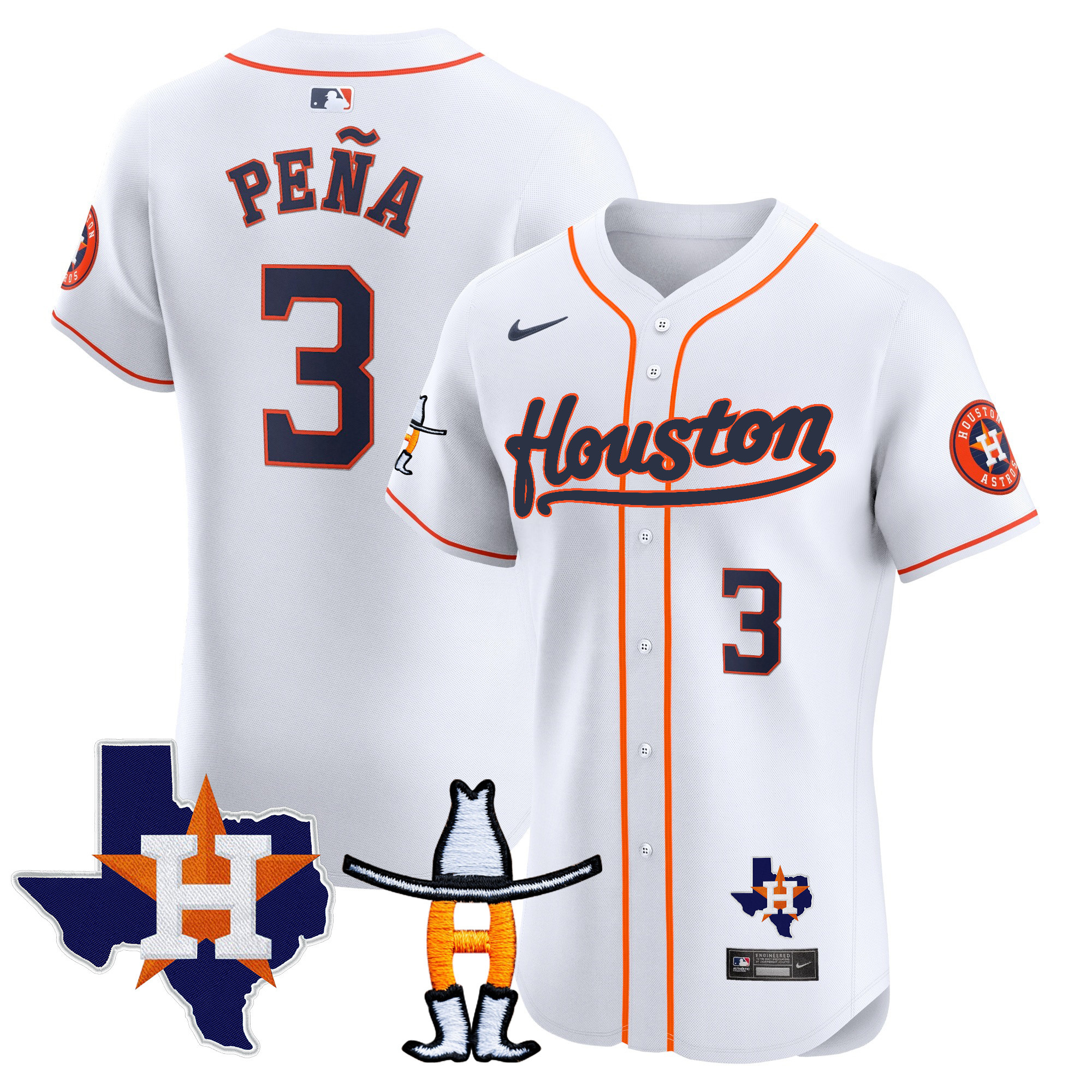 Jeremy Pena Men's Houston Astros Houston Rodeo Patch Vapor Premier Elite Home Jersey - All Stitched