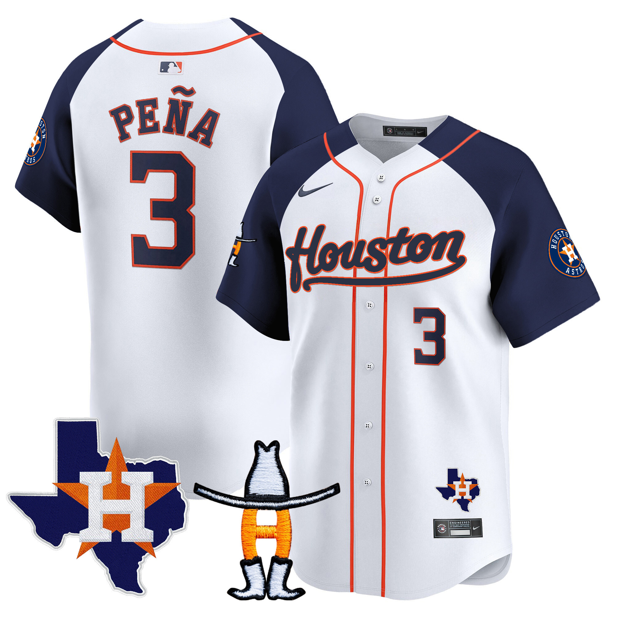 Jeremy Pena Men's Houston Astros Houston Rodeo Patch Vapor Premier Limited Alternate Jersey - All Stitched